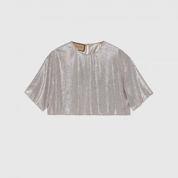 Gucci o1la5ras0526 Voile Lamé Top in Silver Size XS / US 0-2 / IT 36-38 - 1 Preview