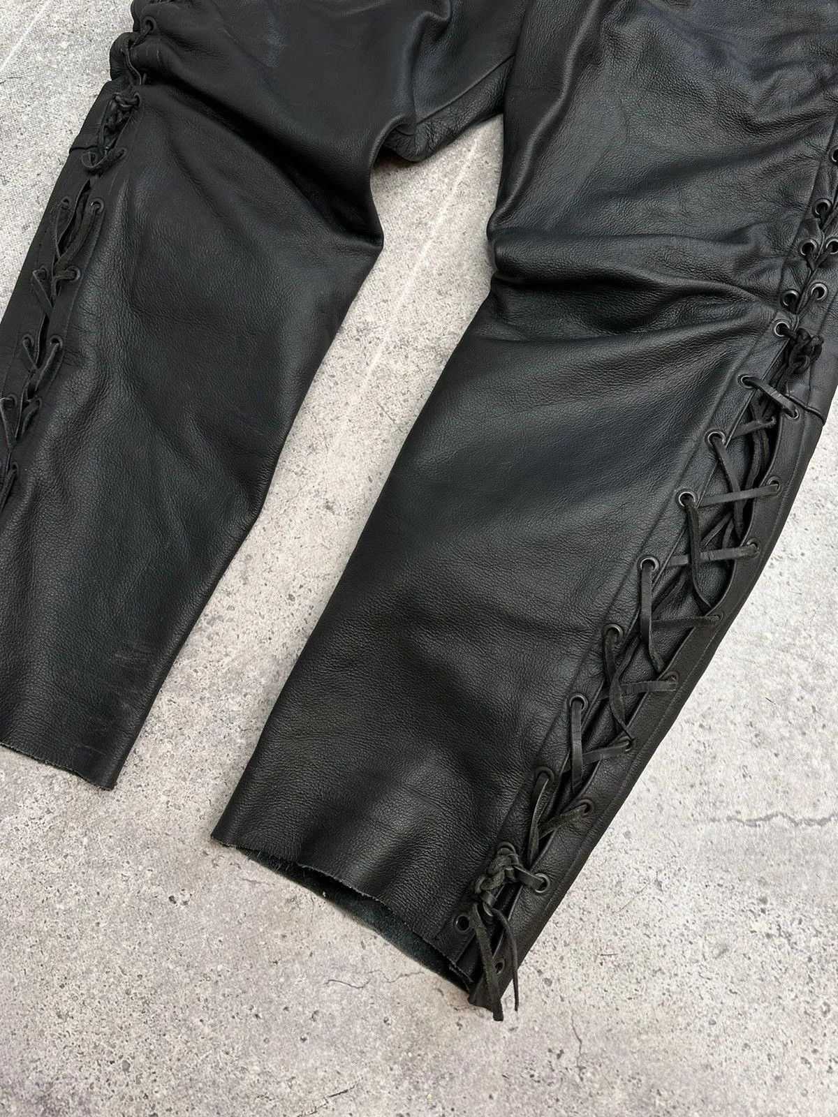 Jean Paul Gaultier Leather Pants Rick Owens Style Vintage Avantgarde Moto Japan Size US 38 / EU 54 - 5 Thumbnail