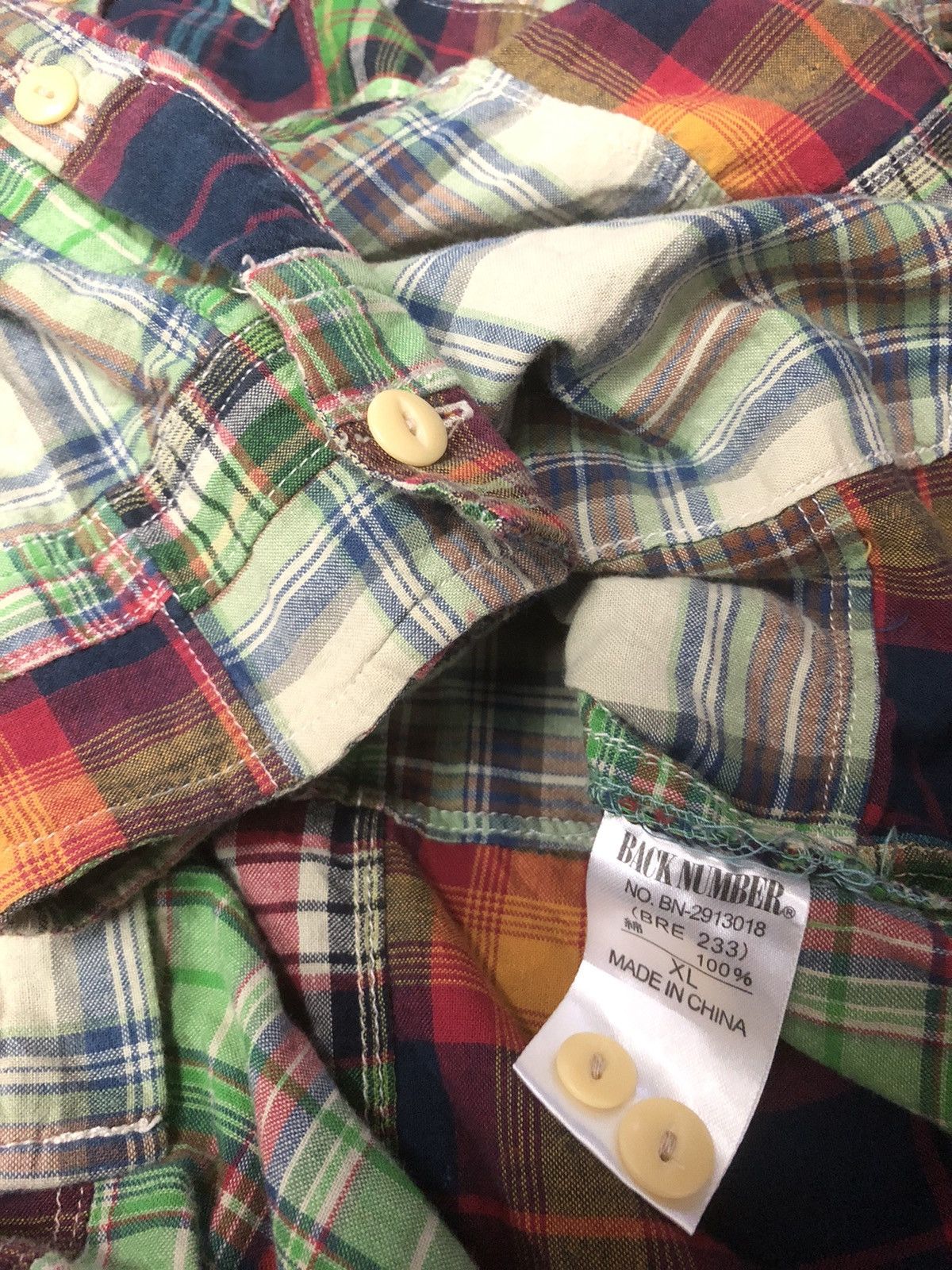 Flannel × Vintage VINTAGE BACK NUMBER PATCHWORK FLANNEL LONG SLEEVE SHIRT Size US XL / EU 56 / 4 - 21 Thumbnail