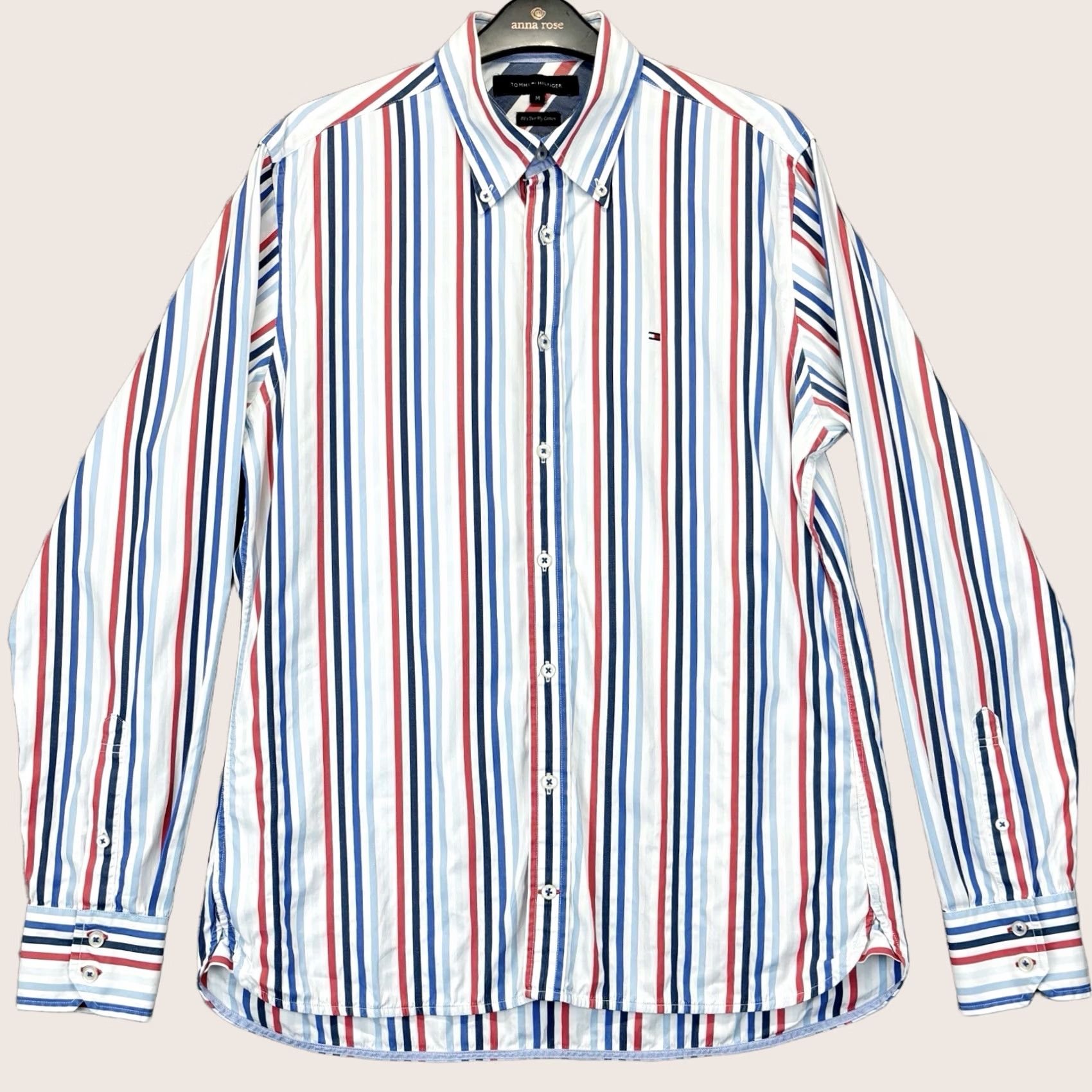 Tommy Hilfiger Tommy Hilfiger Shirt Striped 80s Two Ply Cotton Size Medium Mens Regular Long Sleeve Button-Up Casual Size US M / EU 48-50 / 2 - 1 Thumbnail