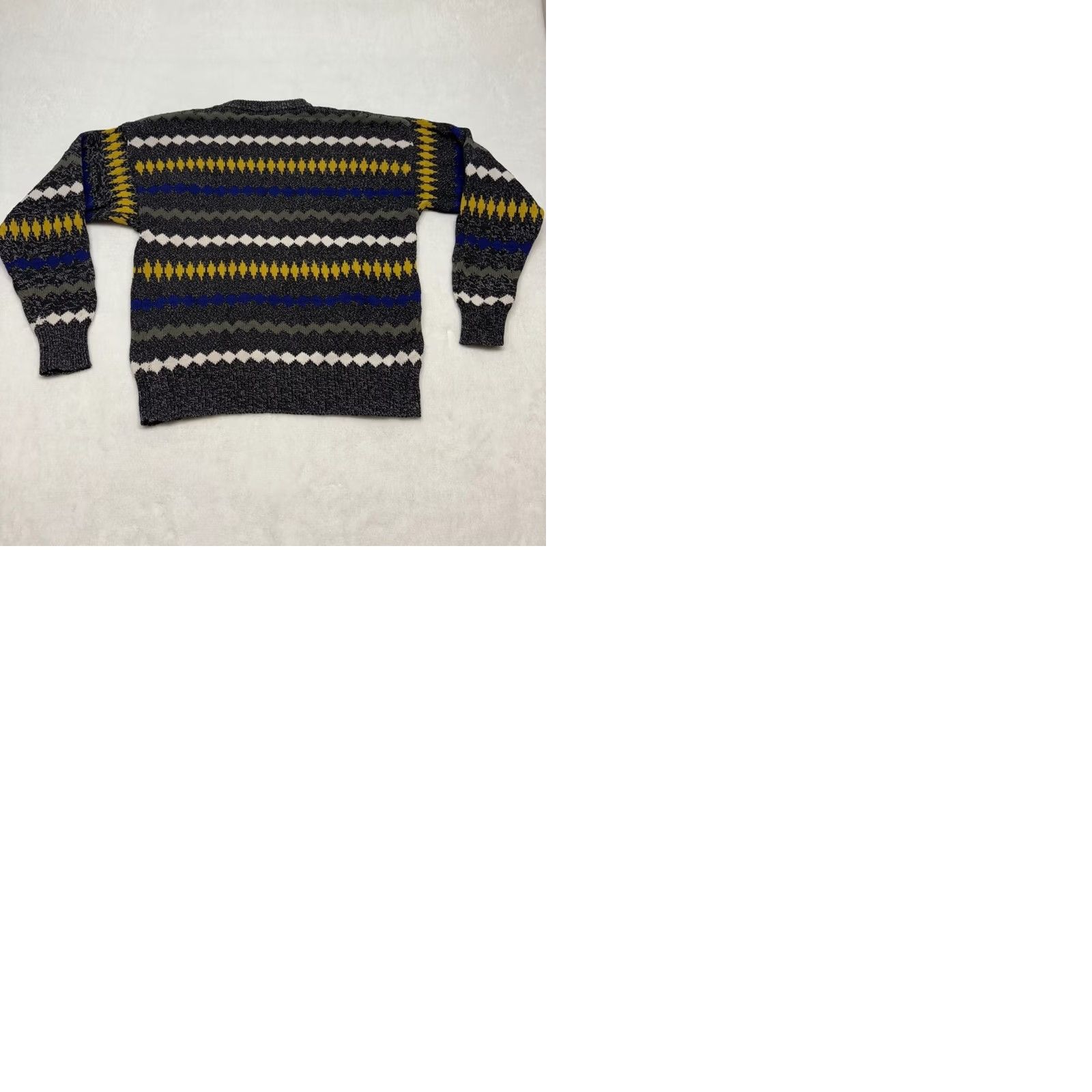 Liz Claiborne Vintage Claiborne Zig Zag Geometric Gray Cotton Sweater - Mens Medium Size Size US M / EU 48-50 / 2 - 10 Thumbnail