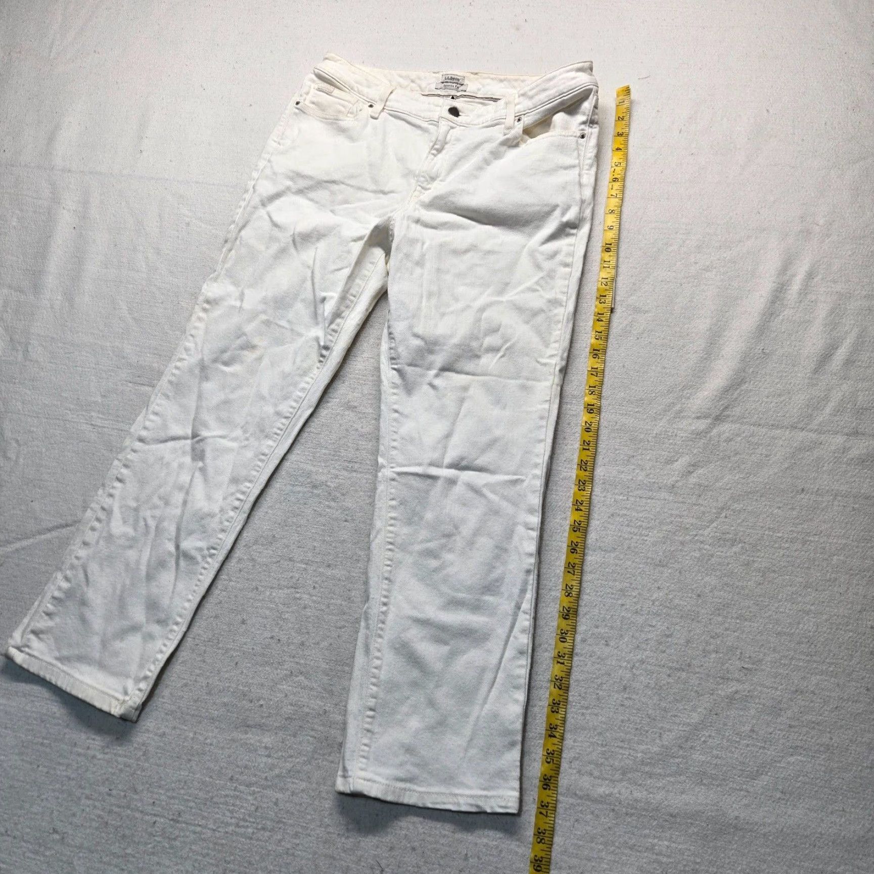 Vintage L.L Bean Women's Solid White Chino Straight Leg Pants Size 14 Size 36" / US 14 / IT 50 - 7 Thumbnail
