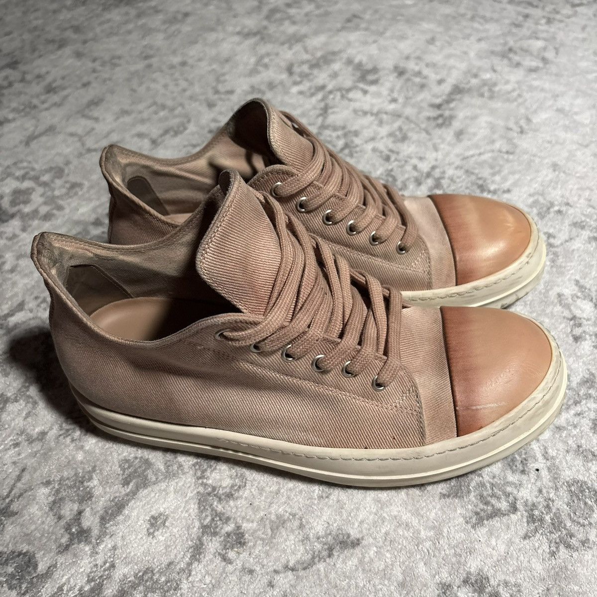 Rick Owens Drkshdw Rick Owens DRKSHDW Faded Pink Canvas Low Top Ramones | 41 Size US 8 / EU 41 - 1 Thumbnail