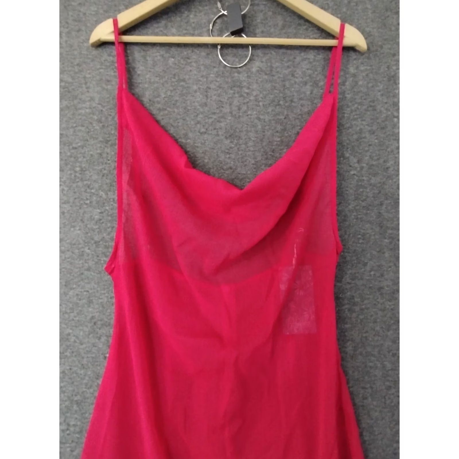 Vintage Toluca Swim Red Maxi Cover Up Cowl Neck Sheer Dress - Size M - Women’s Beach Summer Party Ladies Size M / US 6-8 / IT 42-44 - 3 Thumbnail