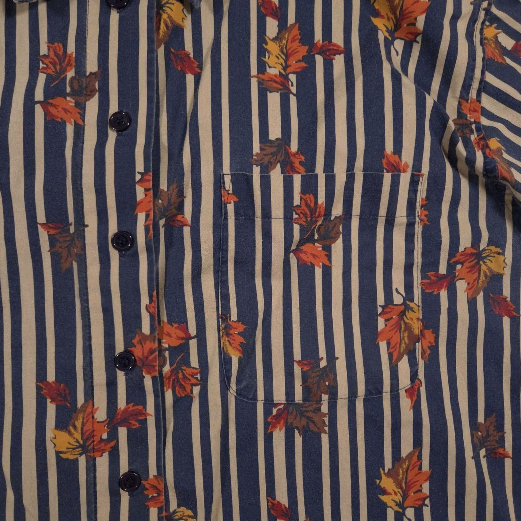 Vintage VINTAGE Cabin Creek Shirt Womens Large Blue Beige Striped Autumn Leaves Button Up Pocket Size L / US 10 / IT 46 - 4 Thumbnail