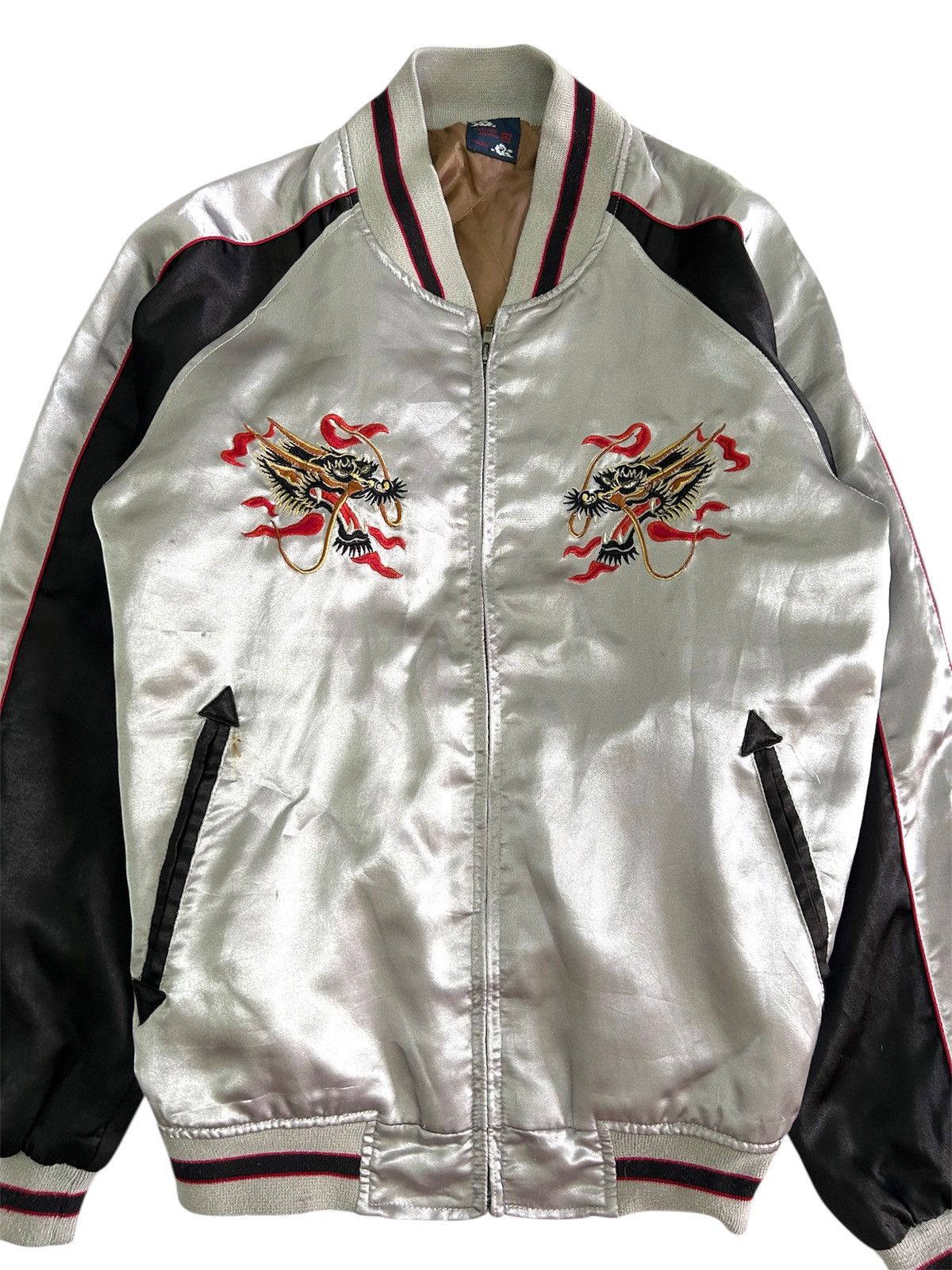 Japanese Brand × Vintage Vintage Sukajan Dragon Souvenir Japan Zipper Velvet Jacket Size US M / EU 48-50 / 2 - 2 Thumbnail