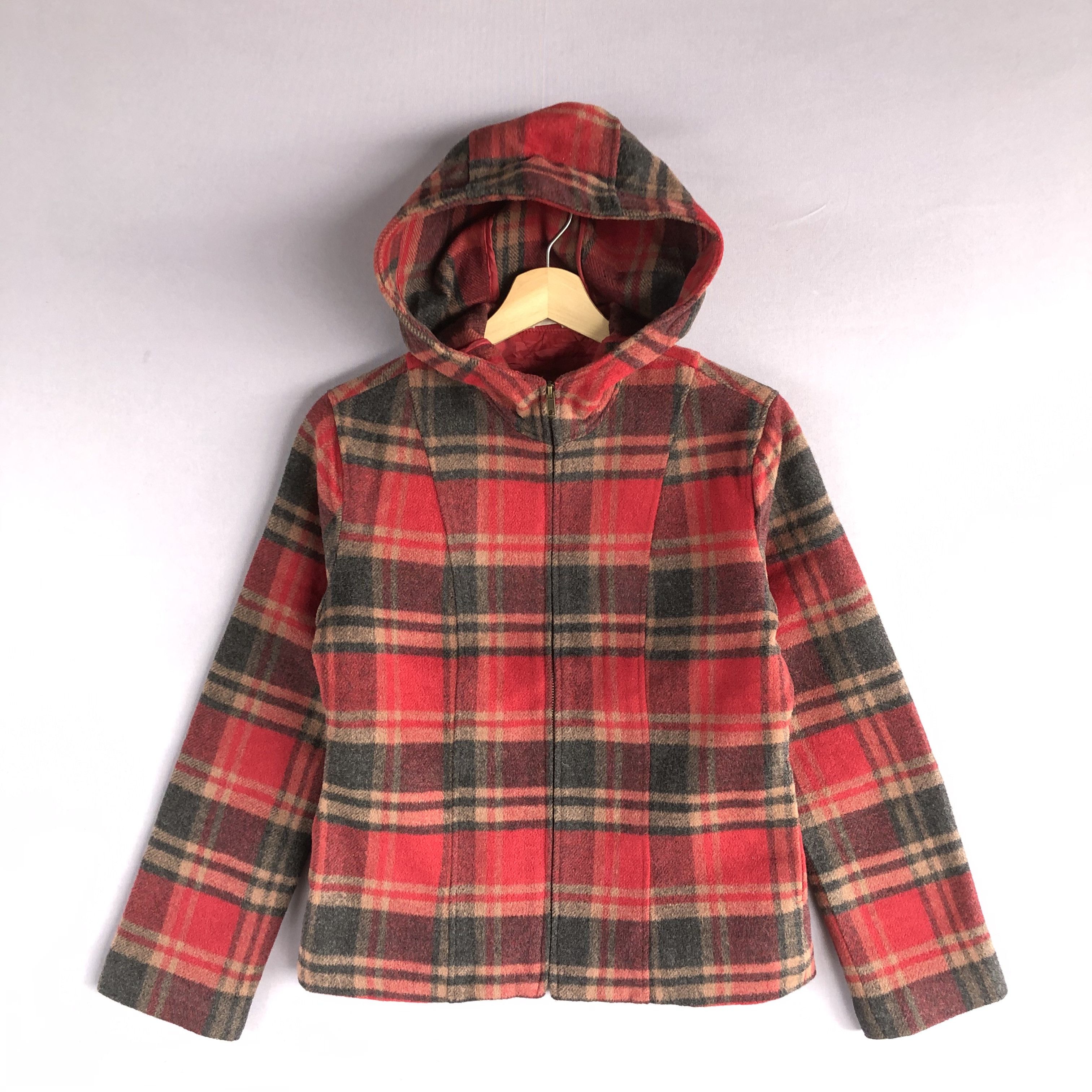 Japanese Brand × Vintage Vintage Fabriarno Plaid Tartan Hoodie Wool Jacket Size US XS / EU 42 / 0 - 2 Thumbnail