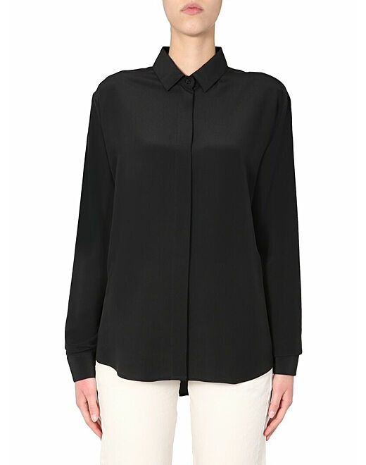 Saint Laurent Paris o1bcso1str0325 Shirt in Silk Crepe in Black Size XS / US 0-2 / IT 36-38 - 1 Thumbnail