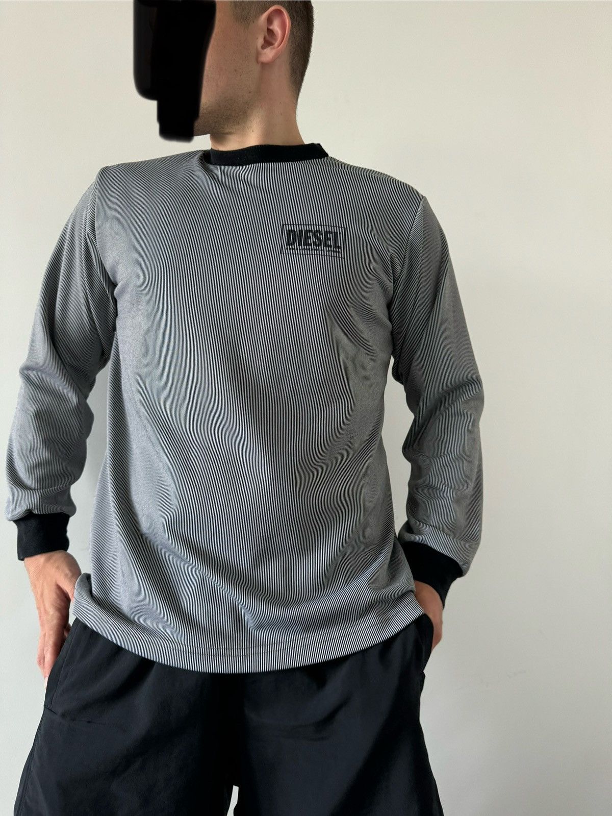 Designer 💌 VINTAGE Y2K 00’s DIESEL DISTRESSED SWEATSHIRT STRIPED Size US L / EU 52-54 / 3 - 2 Thumbnail