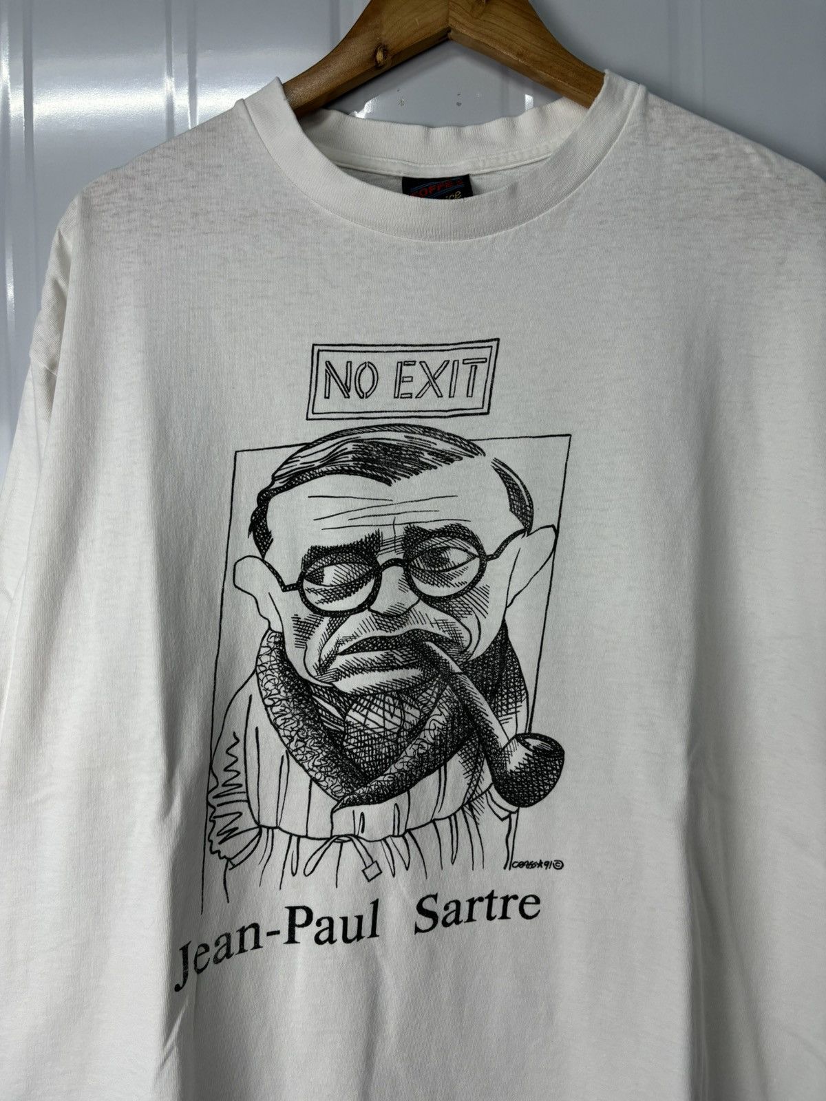 Vintage RARE! Vintage 90’s Jean Paul Sartre Art Tees Size US XL / EU 56 / 4 - 4 Thumbnail