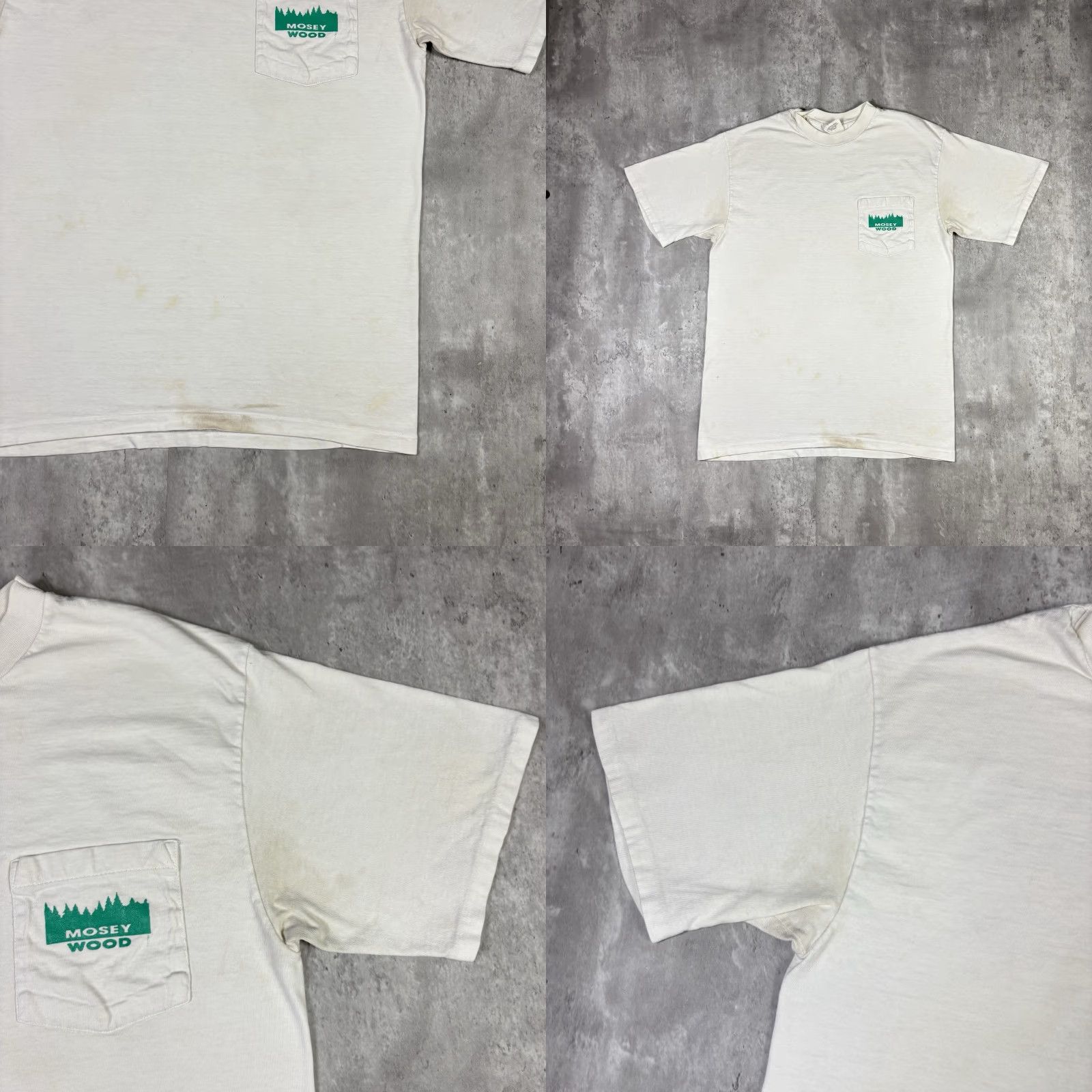 Vintage VINTAGE Mosey Wood T-Shirt Adult Large White 90s Short Sleeve Crew Neck Preshrunk Cotton Regular Size US L / EU 52-54 / 3 - 9 Thumbnail