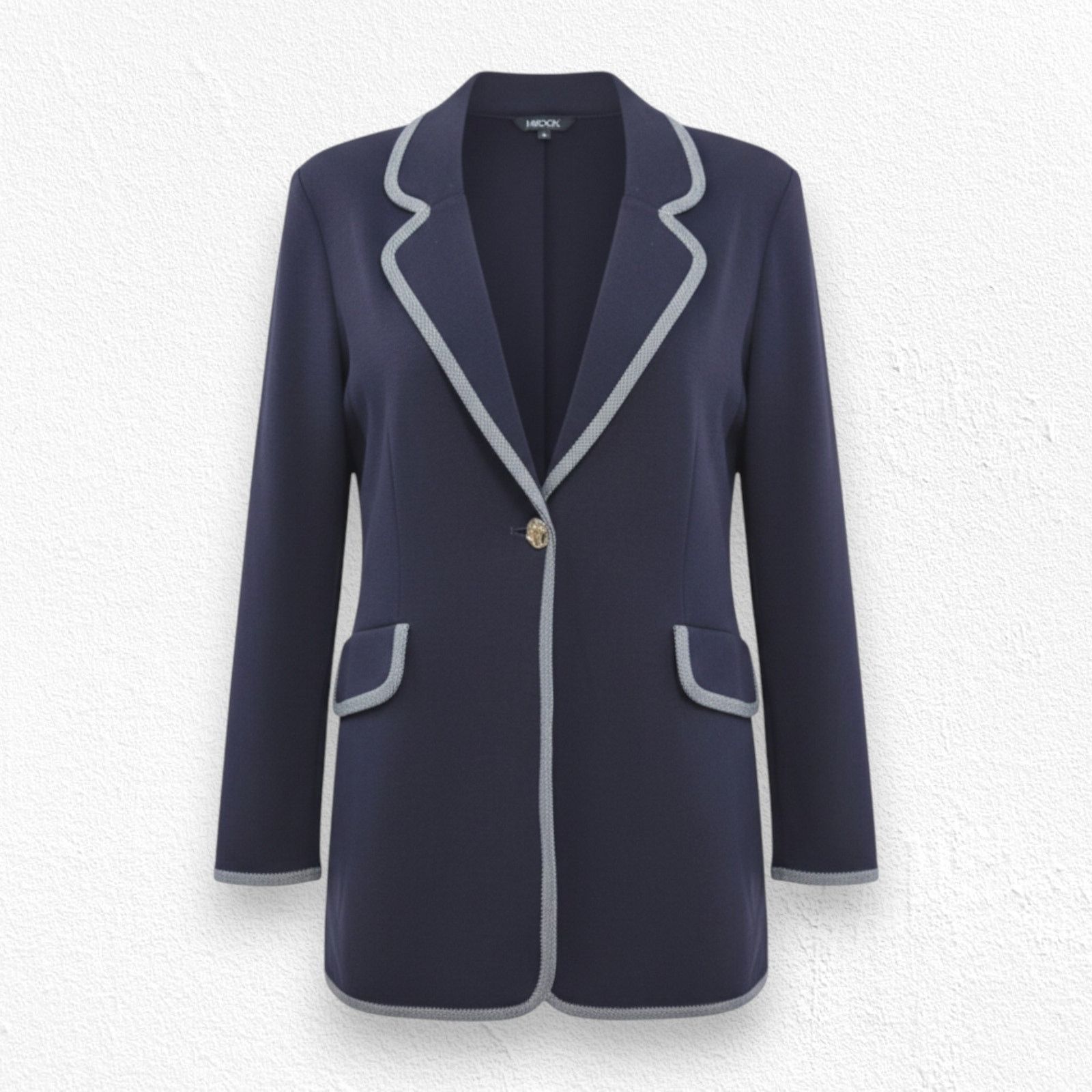 Other Misook Navy Contrast Trim Knit Jacket Gold Button Size Small Size S / US 4 / IT 40 - 1 Thumbnail