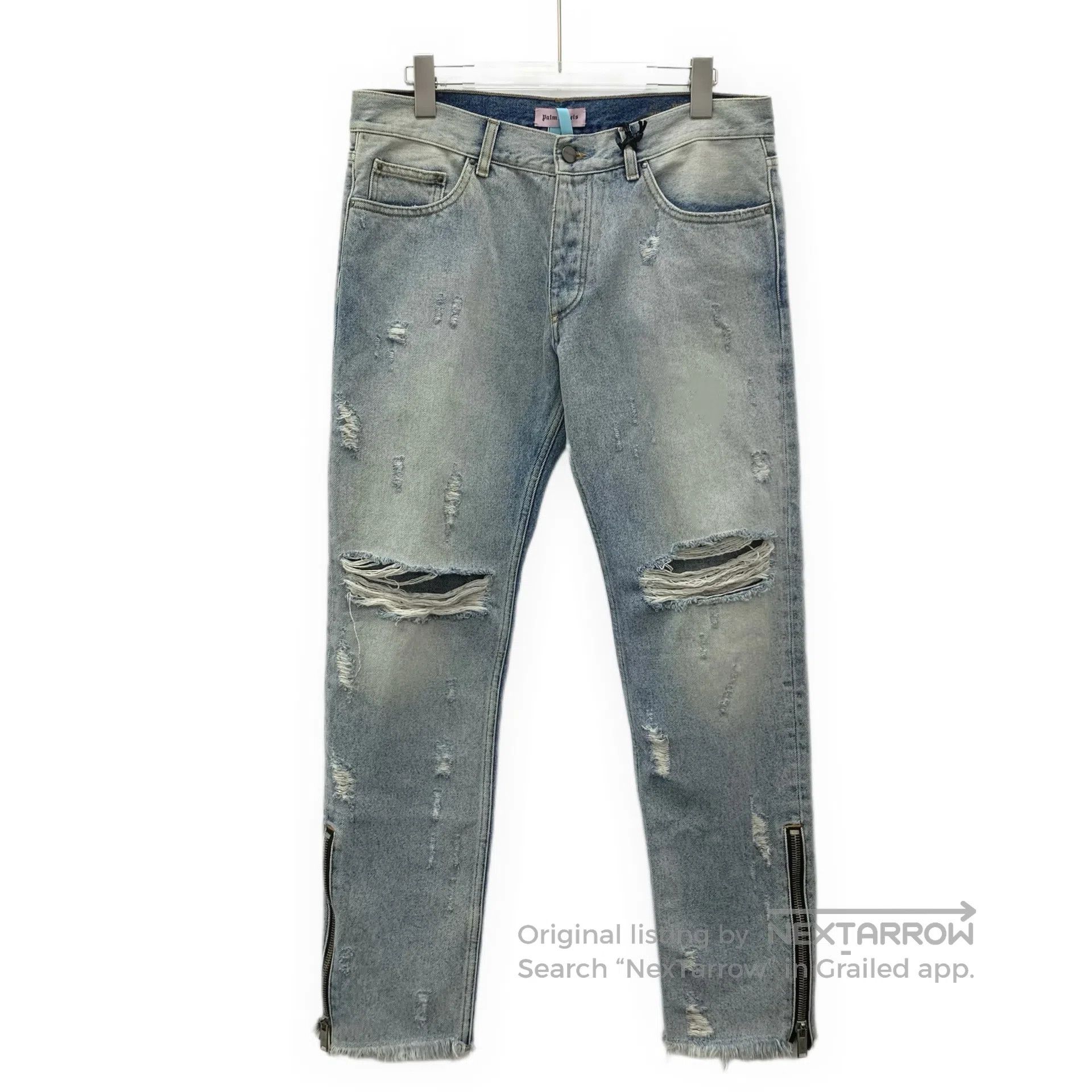 Palm Angels Palm Angels Light Blue Washed Hole Ripped Distressed Desig Size US 32 / EU 48 - 1 Thumbnail