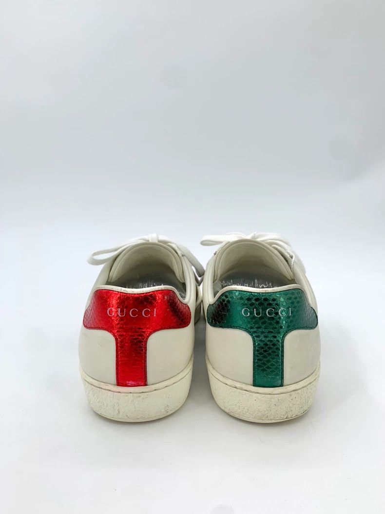 Gucci White tiger head embroidered low-top lace-up board sh