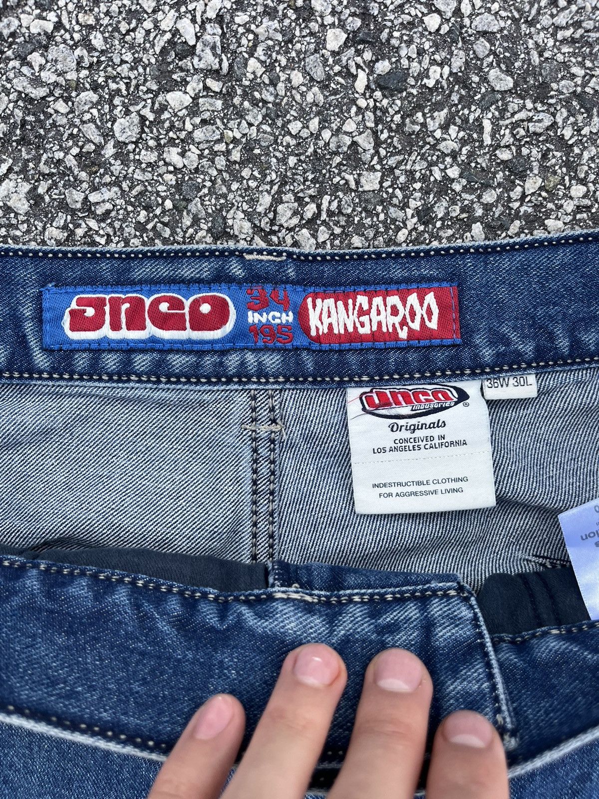 JNCO × Vintage Kangaroo 34 Dark Stone Jnco Wide Leg Jeans Size US 34 / EU 50 - 3 Thumbnail