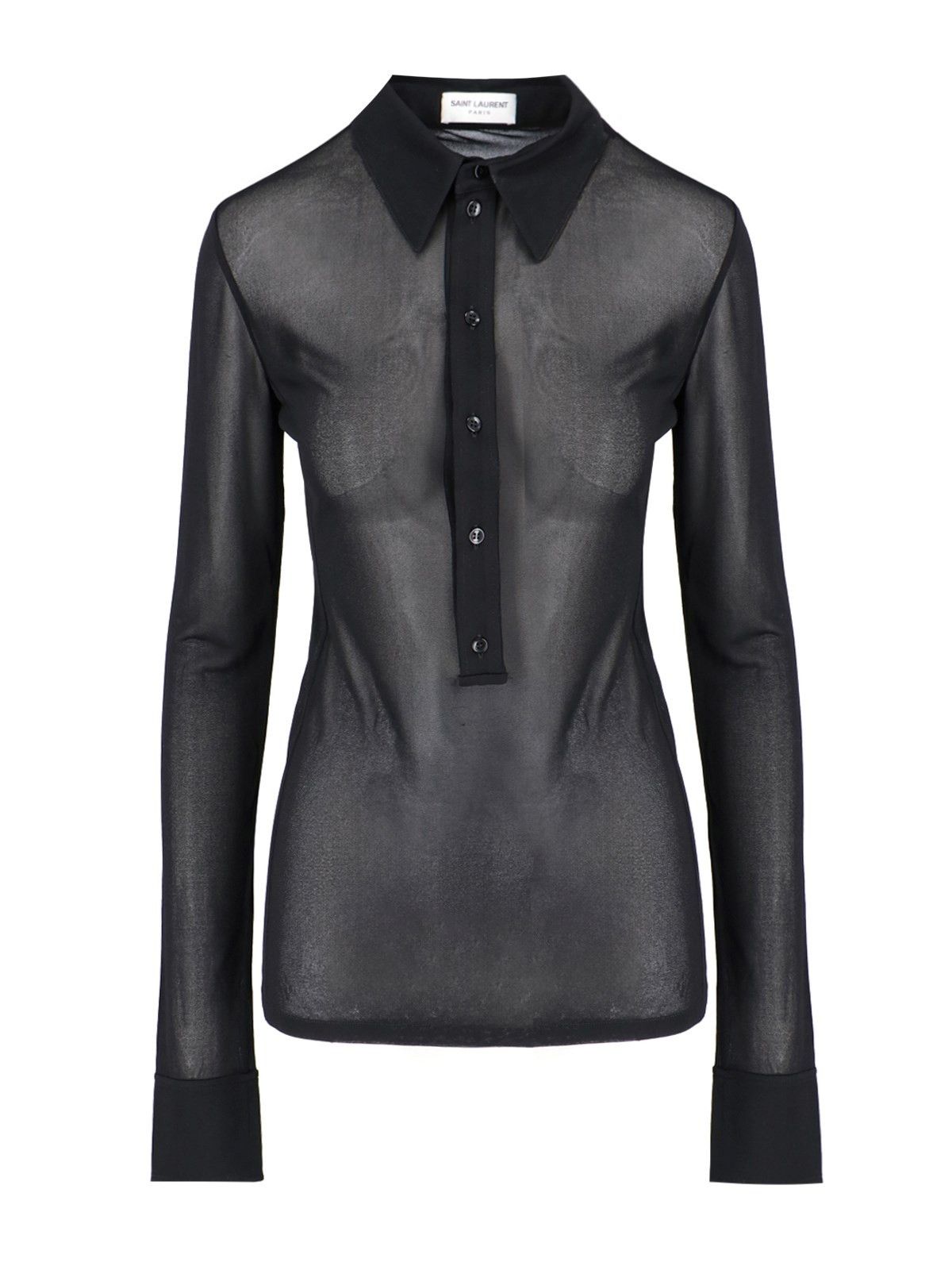 Saint Laurent Paris o1b1hav110525 Chemise Jersey Viscose Crepe Polo Shirt Noir Size XS / US 0-2 / IT 36-38 - 1 Thumbnail