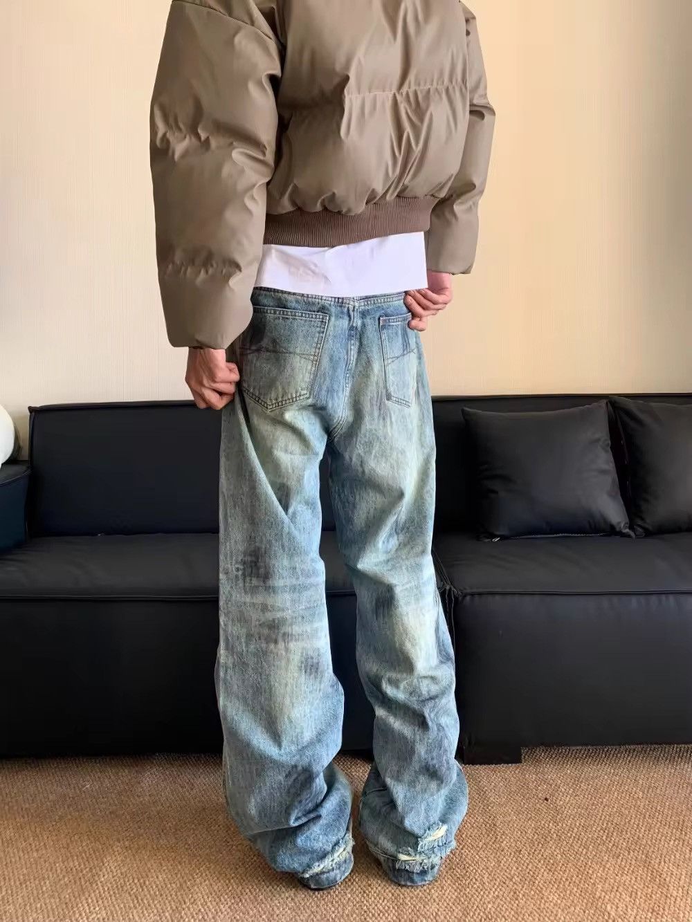 Designer × Vintage Washed Design Straight Dirty y2k jeans Size US 30 / EU 46 - 3 Thumbnail