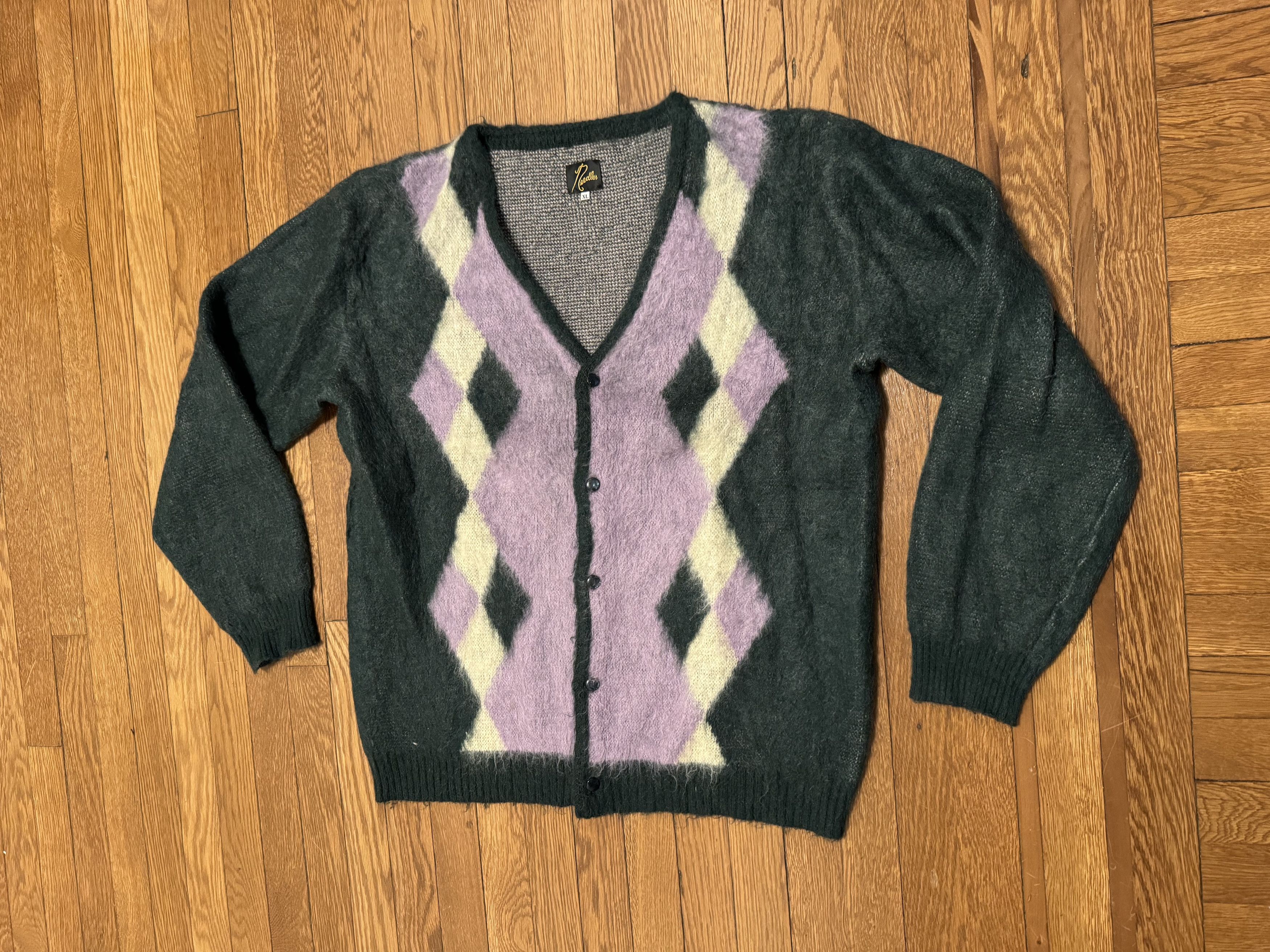 トップス Needles kith Mohair Sheridan Cardigan Needles Mohair Cardigan - Argyle Purple – Kith Europe