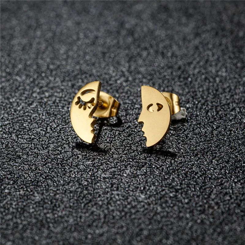Jewelry Asymmetry Abstract Face Stud Earrings Charm Earring Gift Size ONE SIZE - 1 Thumbnail