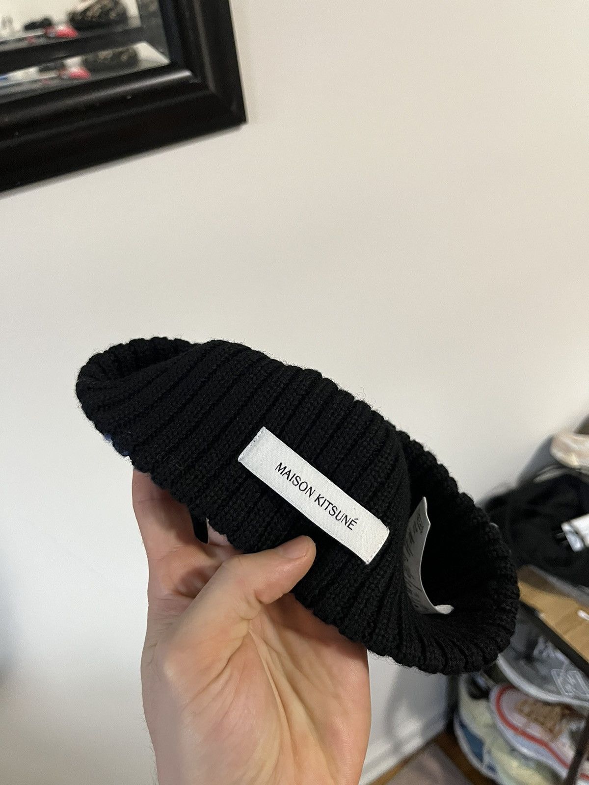 Maison Kitsune Maison Kitsune Fox Head Patch Ribbed Beanie wool Size ONE SIZE - 2 Thumbnail