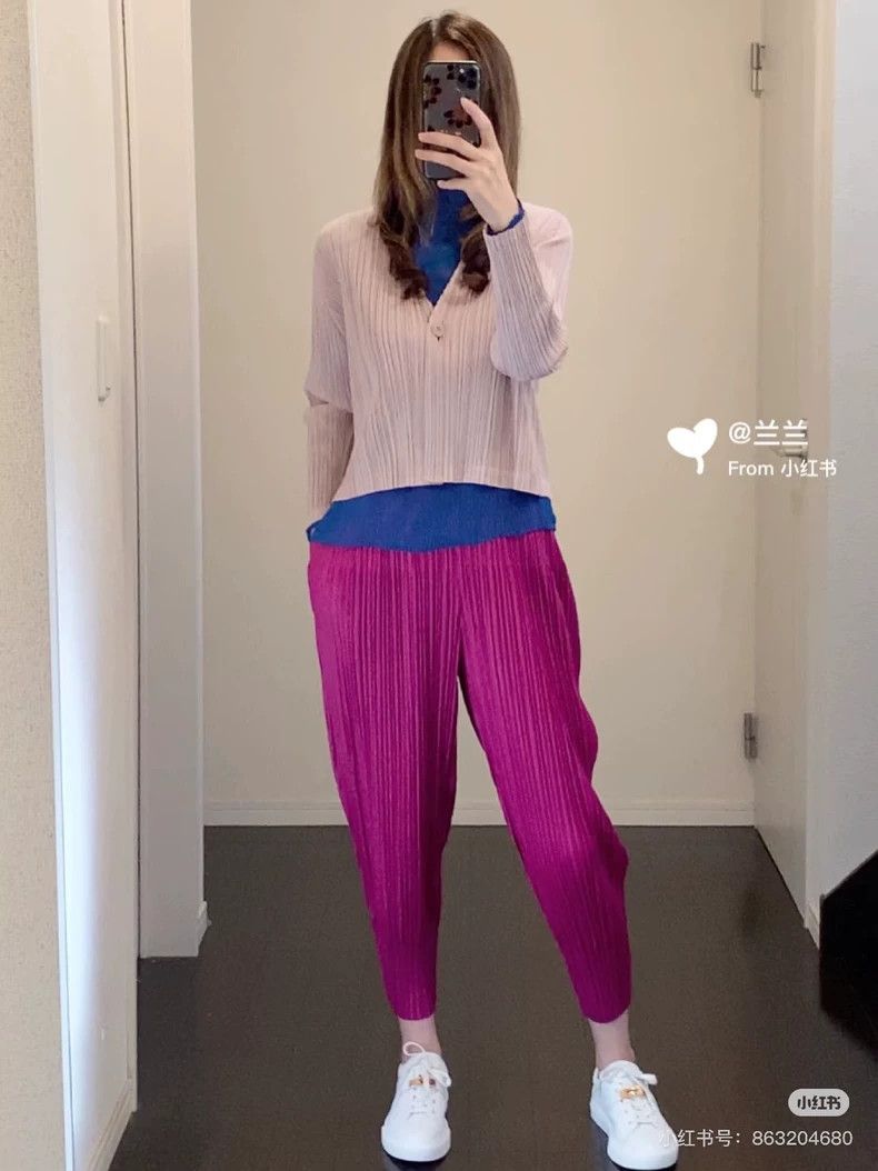 Issey Miyake Issey Miyake size:3 Light green pleated puff pants Size 23" - 6 Thumbnail