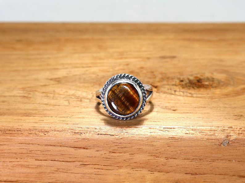 Handmade Tiger Eye Ring: Sterling Silver Promise Ring Gift