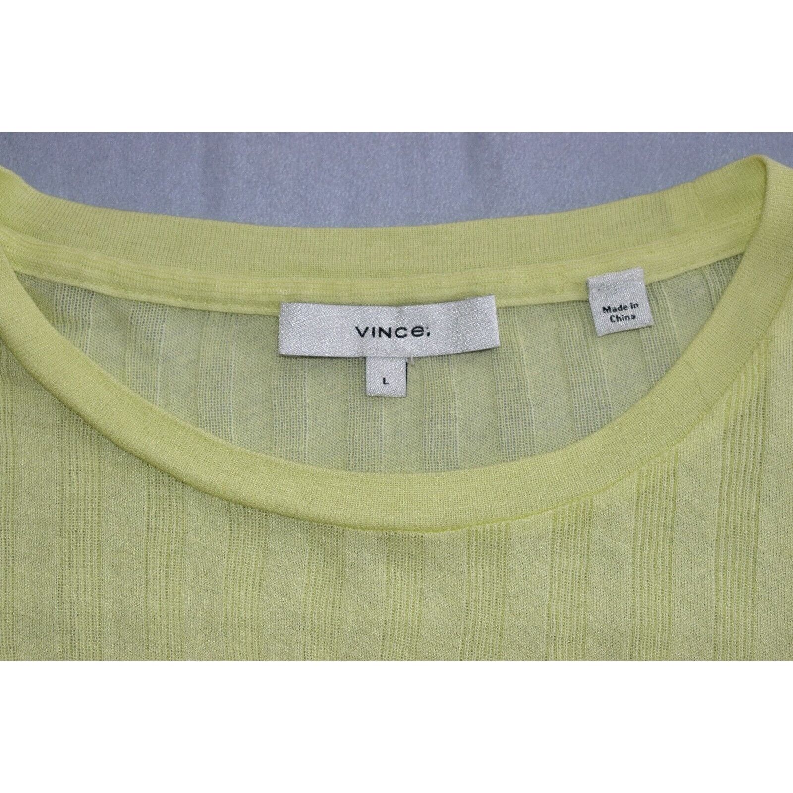 Vince VINCE Crewneck Yellow Cotton Stretch Knit Sweater Top Size L Size L / US 10 / IT 46 - 3 Thumbnail