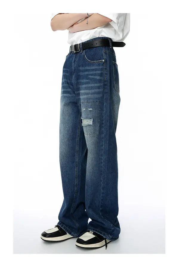 Japanese Brand Mibuki x Miki Vintage patch ripped loose straight jeans Size US 32 / EU 48 - 3 Thumbnail