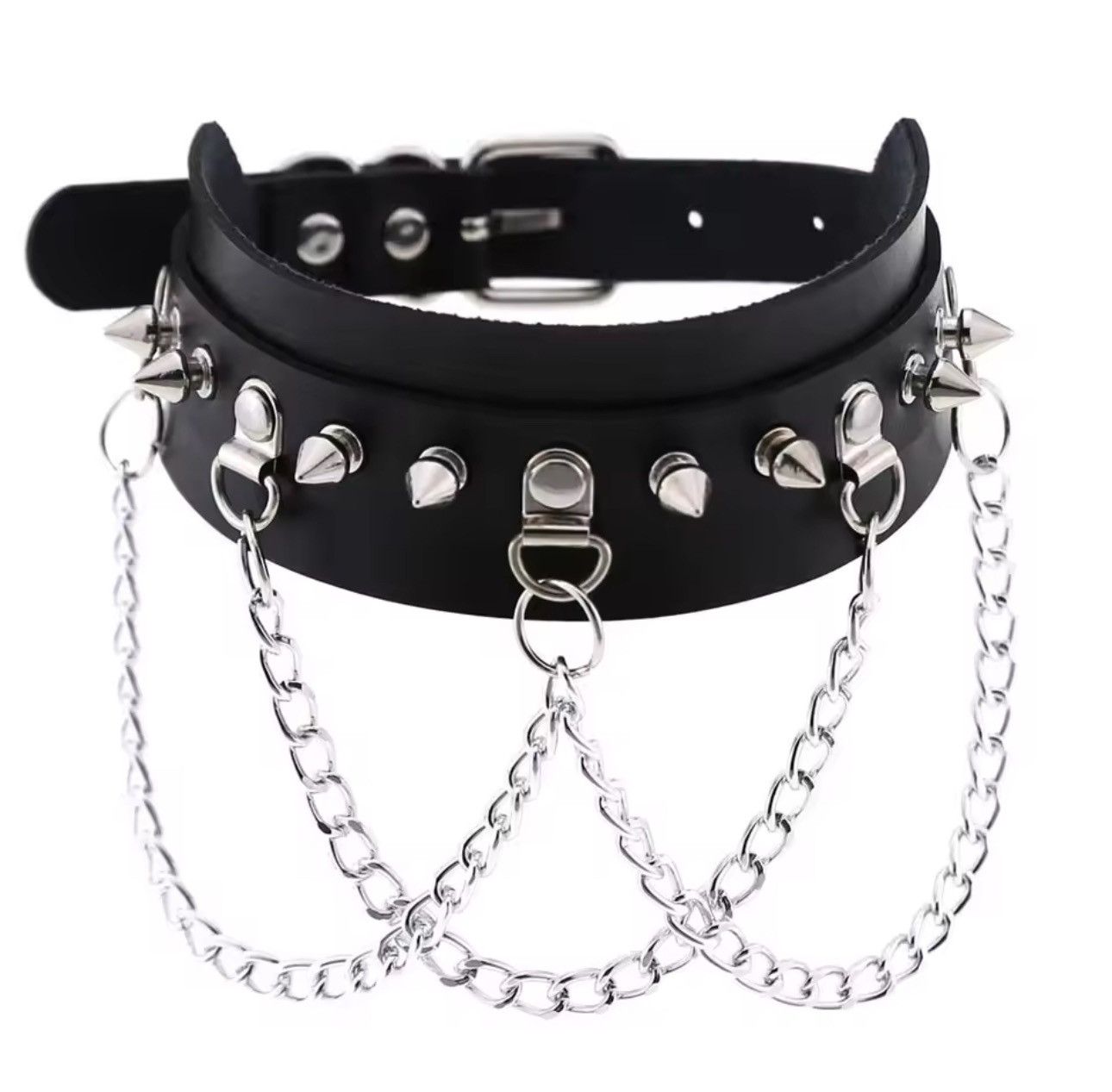 Japanese Brand Gothic Punk Emo Choker With Spikes Chain Size ONE SIZE - 1 Thumbnail