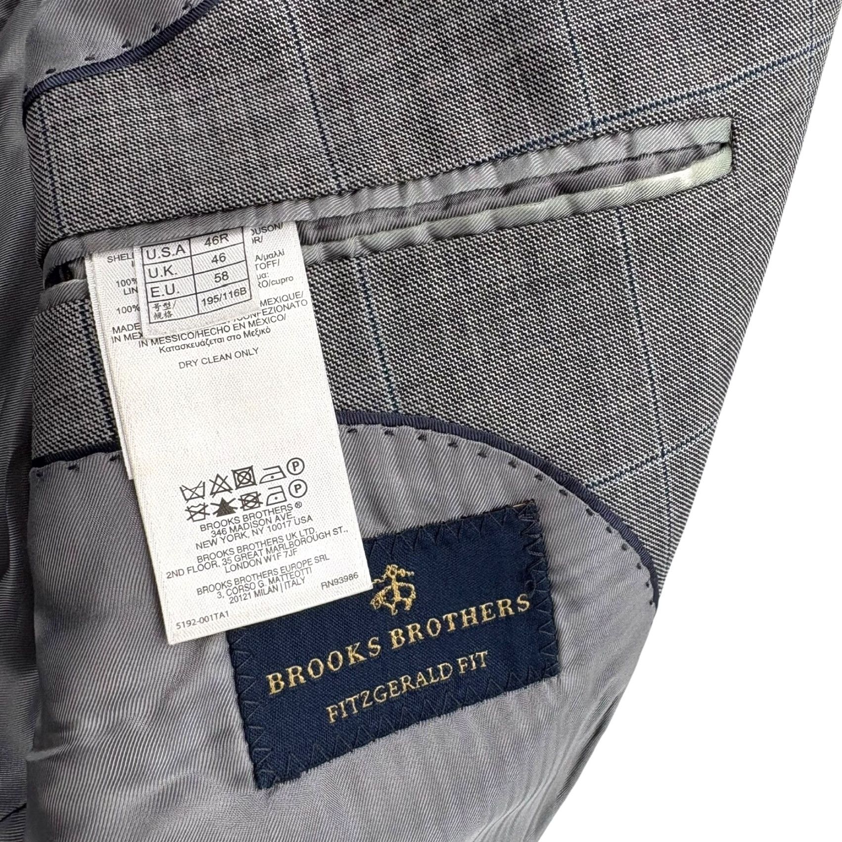 Brooks Brothers Brooks Brothers Fitzgerald Men’s Blazer Jacket Gray 46R Wool 2-Button Single-Vented Notch Lapel Regular Size 46R - 3 Thumbnail