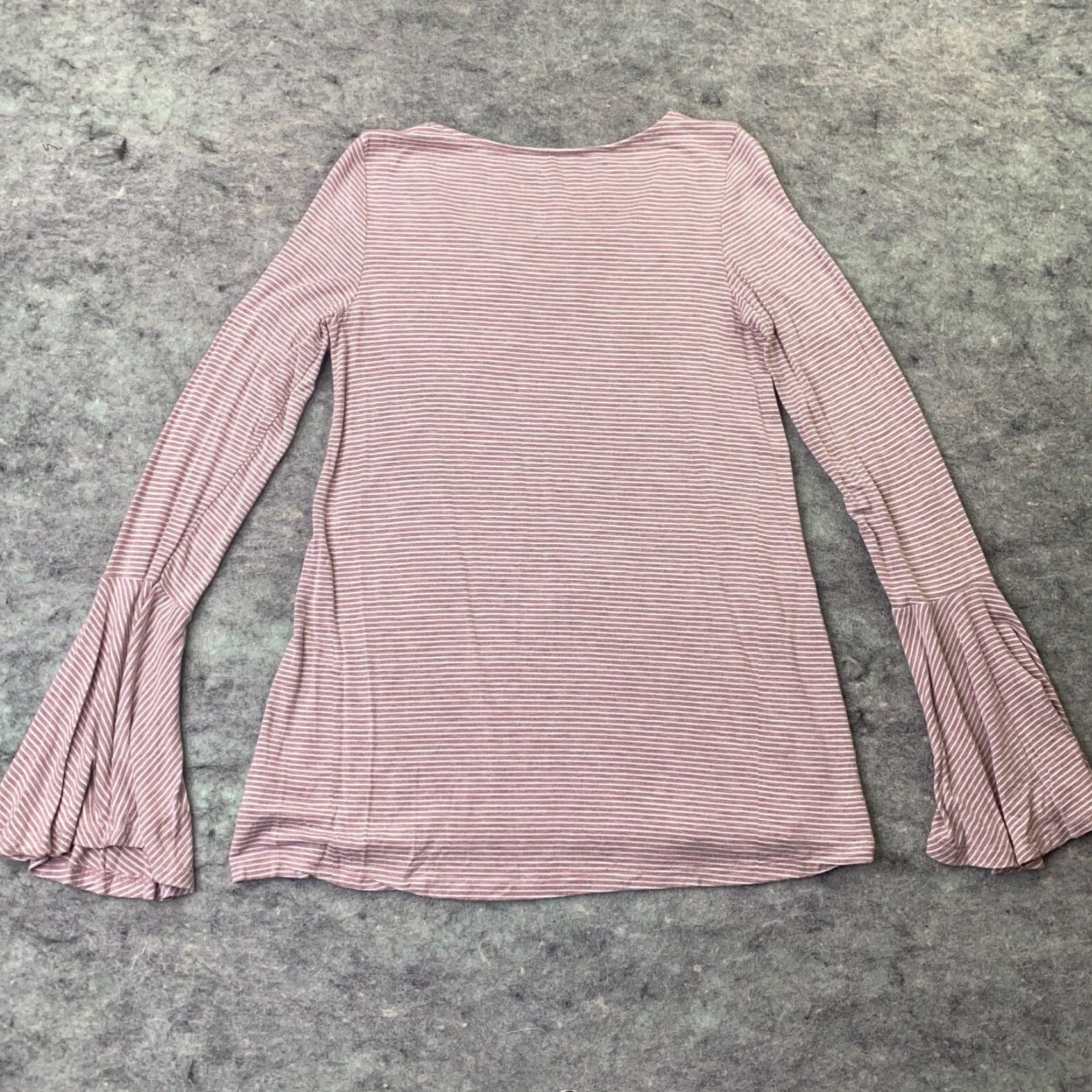 American Eagle Outfitters American Eagle Shirt Womens XS Pink Striped V-Neck Long Sleeve Flowy Soft & Sexy Size XS / US 0-2 / IT 36-38 - 5 Thumbnail
