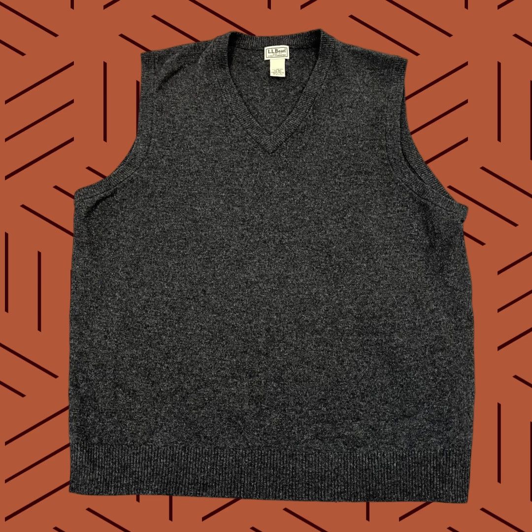Vintage VINTAGE L.L. BEAN Wool Sweater Vest Men 2XL Dark Gray Lambs Wool V-Neck Pullover All Seasons Outdoor Size US XXL / EU 58 / 5 - 1 Thumbnail