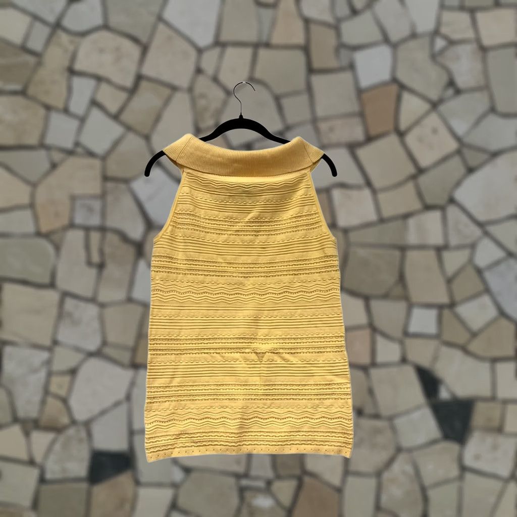 White House Black Market Yellow Sleeveless Textured Knit Cowl Neck Top Womens M Size M / US 6-8 / IT 42-44 - 1 Thumbnail