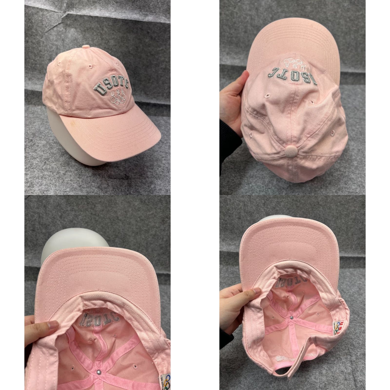 Vintage Olympic Hat Cap Strap Back Adult One Size Pink 100% Cotton Size ONE SIZE - 8 Thumbnail