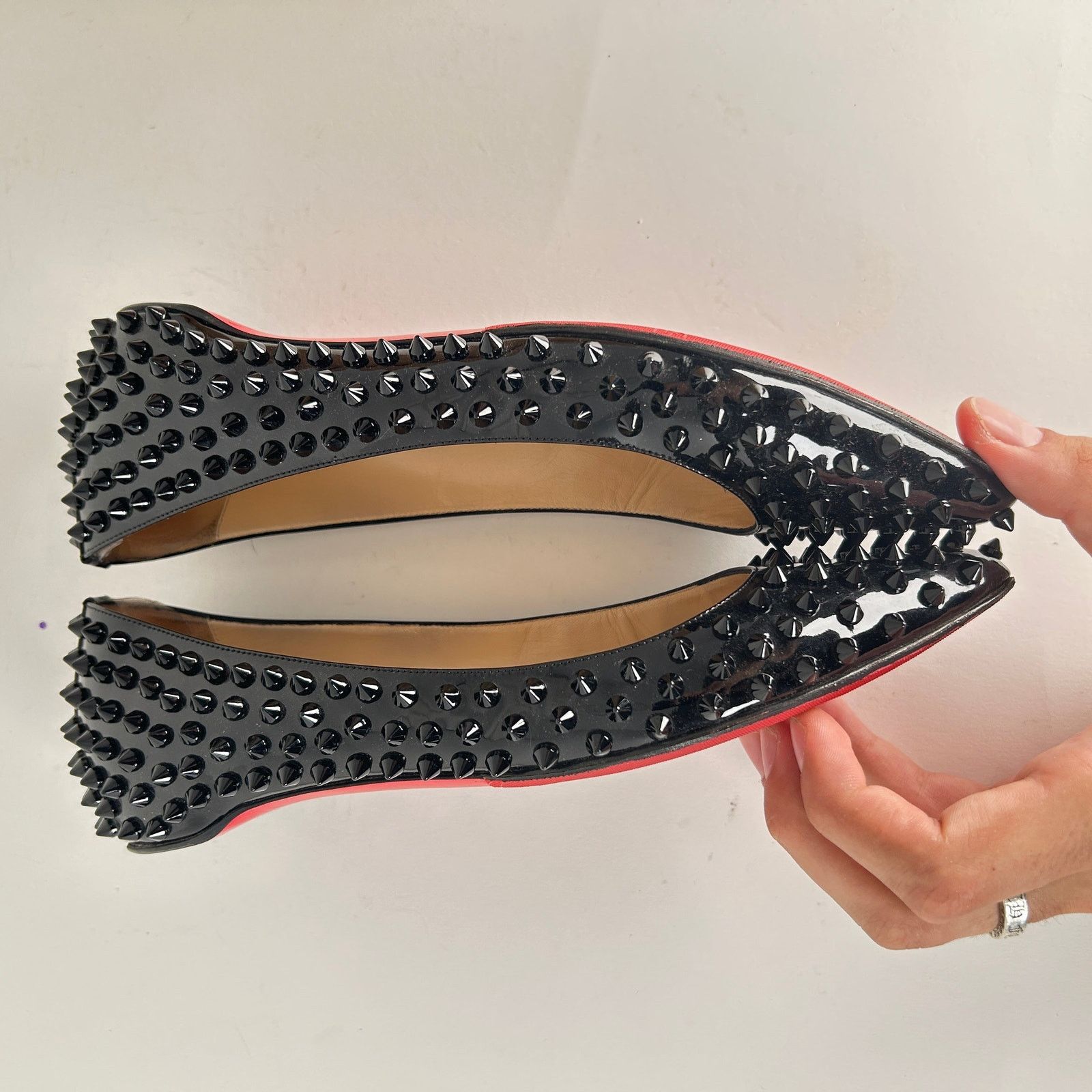 Christian Louboutin Christian Louboutin Black Patent Studded Flats Size 38 Size US 8 / IT 38 - 4 Thumbnail