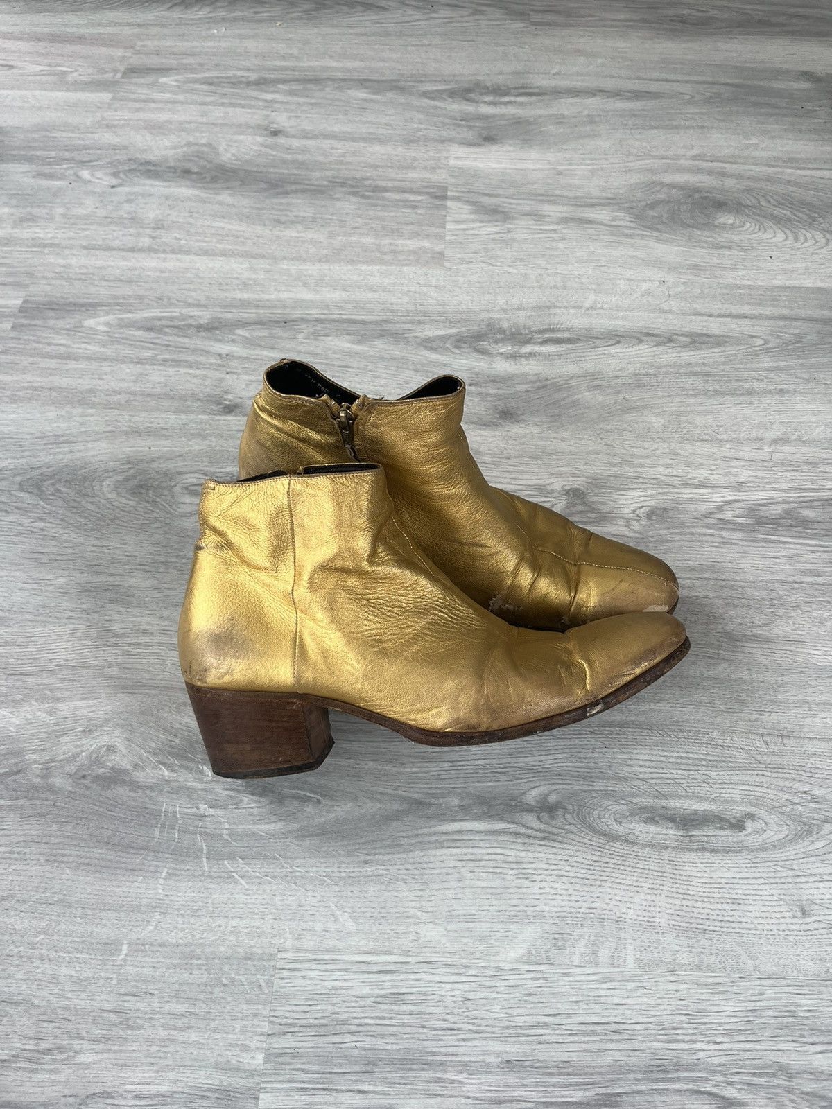 Dior Homme Aw05 In The Morning Gold Cuban Heel Shoes Boots Hedi, Men's (Size 10)