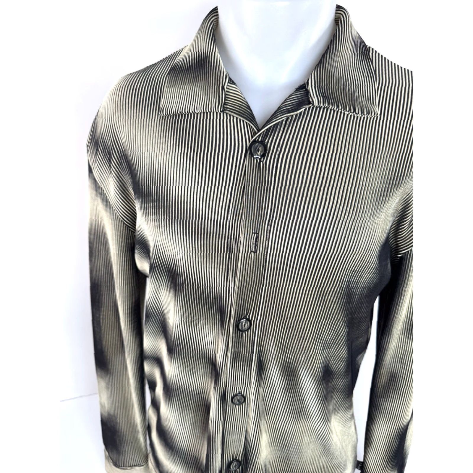 Vintage YMLA Vintage 1990s Ribbed Shiny Clubbing Club Rave Positano Style M Shirt Mens Size US M / EU 48-50 / 2 - 3 Thumbnail