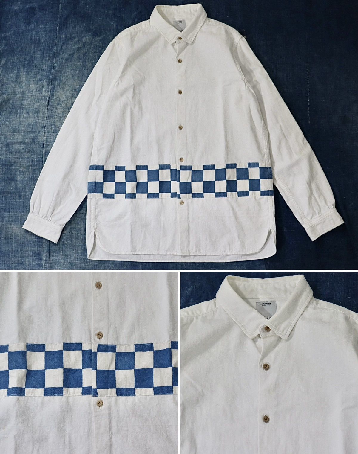 トップス visvim LONGRIDER SHIRT CHECKERBOARD visvim LONGRIDER SHIRTS Indigo Check Cotton Size 1 Used From