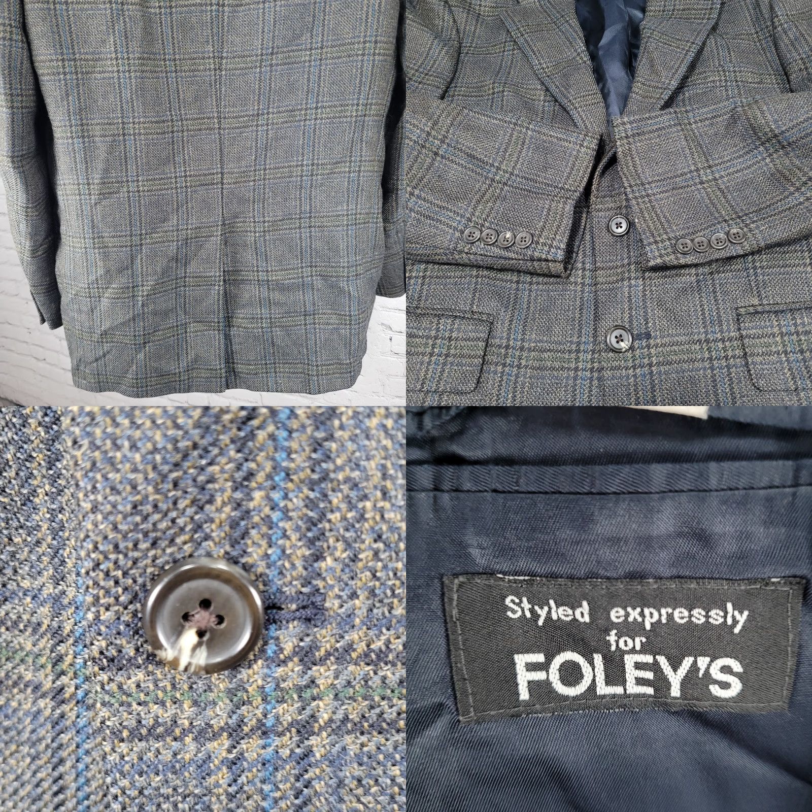 Chaps Chaps Ralph Lauren Blue 100% Wool 2 Button Vented Notch Blazer Sport Coat 40S Jacket Single-Breasted Wool Check Mens Size 40R - 9 Thumbnail