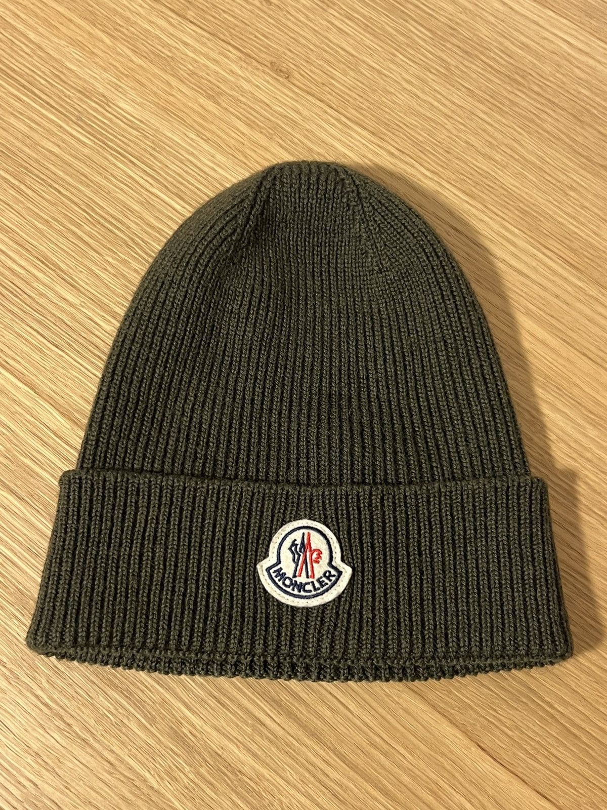 image of Moncler Berretto Dark Green Wool Beanie, Men's