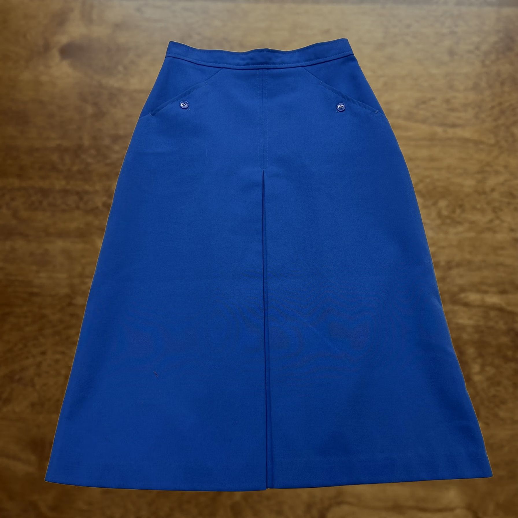 Vintage VINTAGE Cheer's Skirt Womens 9/10 Blue A-Line Midi Zip High Waist Pockets Button United States Union Made Womens Size 30" / US 8 / IT 44 - 1 Thumbnail