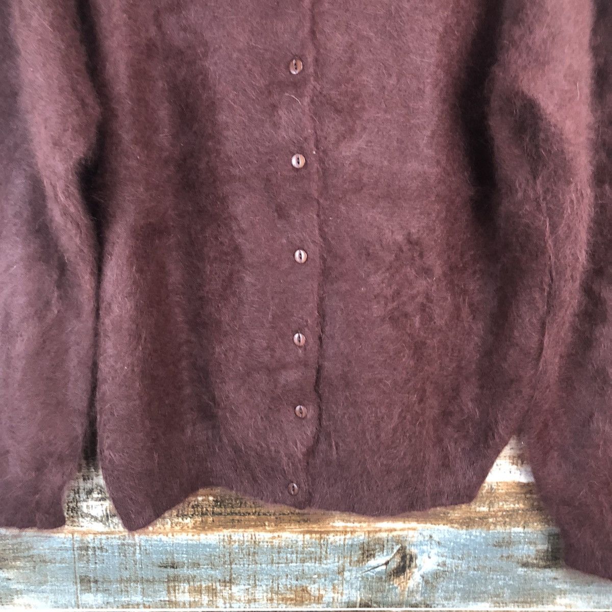 Japanese Brand Candornafi’ore Maroon mohair fur Cardigan Knitwear #A1866 Size M / US 6-8 / IT 42-44 - 6 Thumbnail