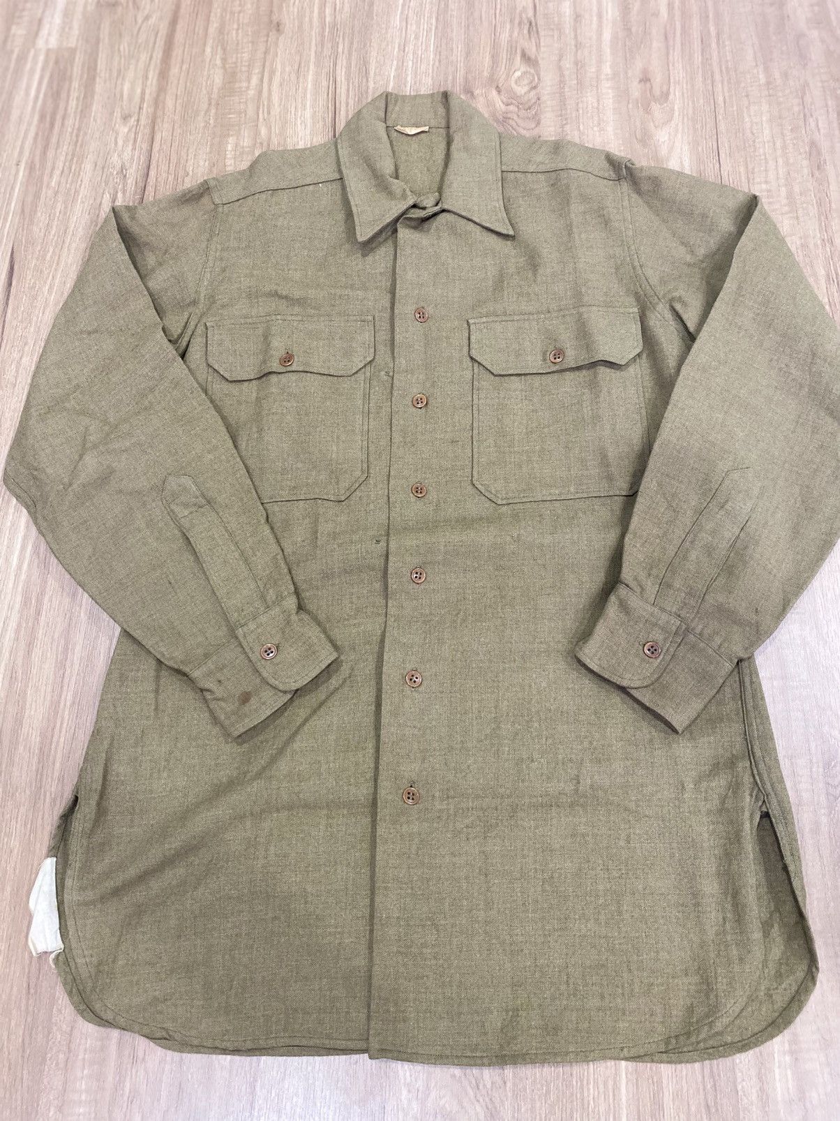 Vintage WWII US ARMY M1937 M37 EM NCO WOOL COMBAT FIELD SHIRT LARGE Size US L / EU 52-54 / 3 - 2 Thumbnail