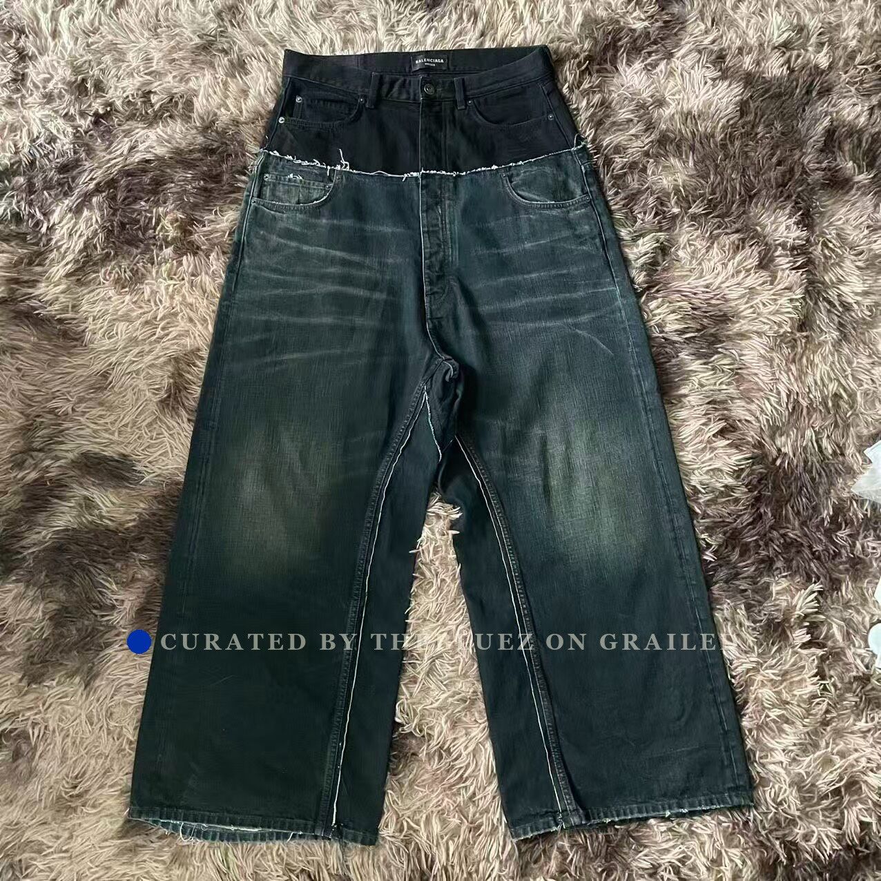 Balenciaga Balenciaga Cut Up Double Waist Baggy Denim Black/Dark