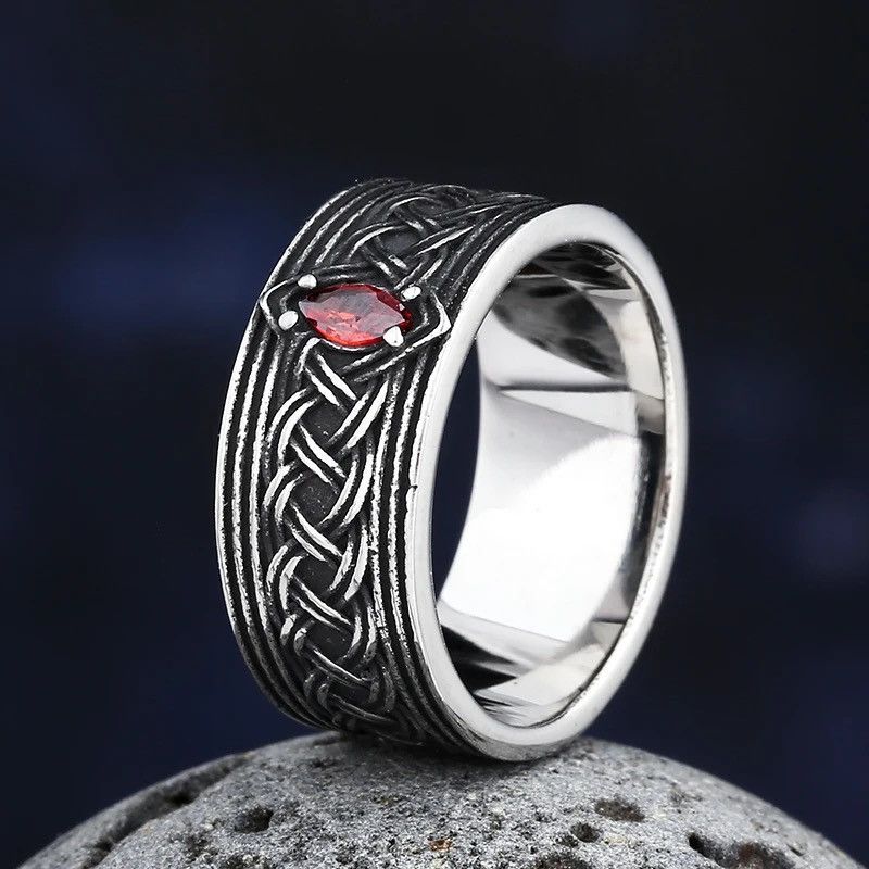 Jewelry Creative Red Gemstone Ring Size ONE SIZE - 4 Thumbnail