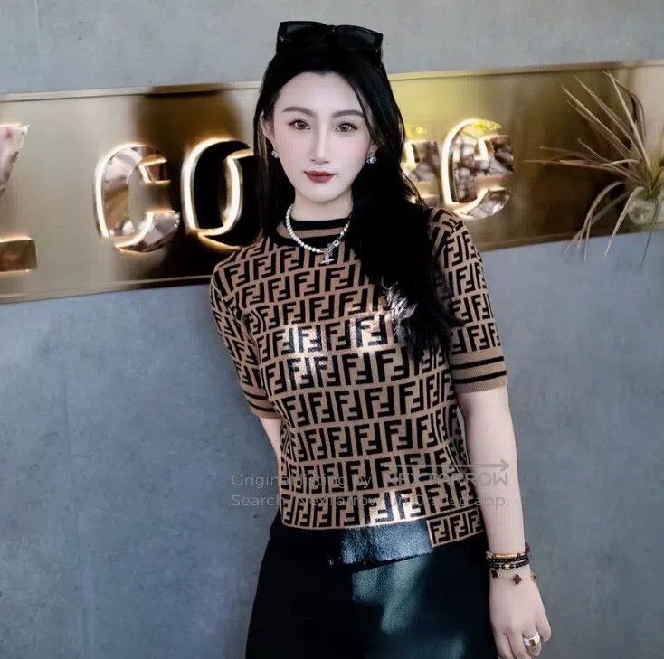 Fendi Fendi Deep brown logo letter full print round neck short s Size XXS / US 00 / IT 34 - 7 Thumbnail