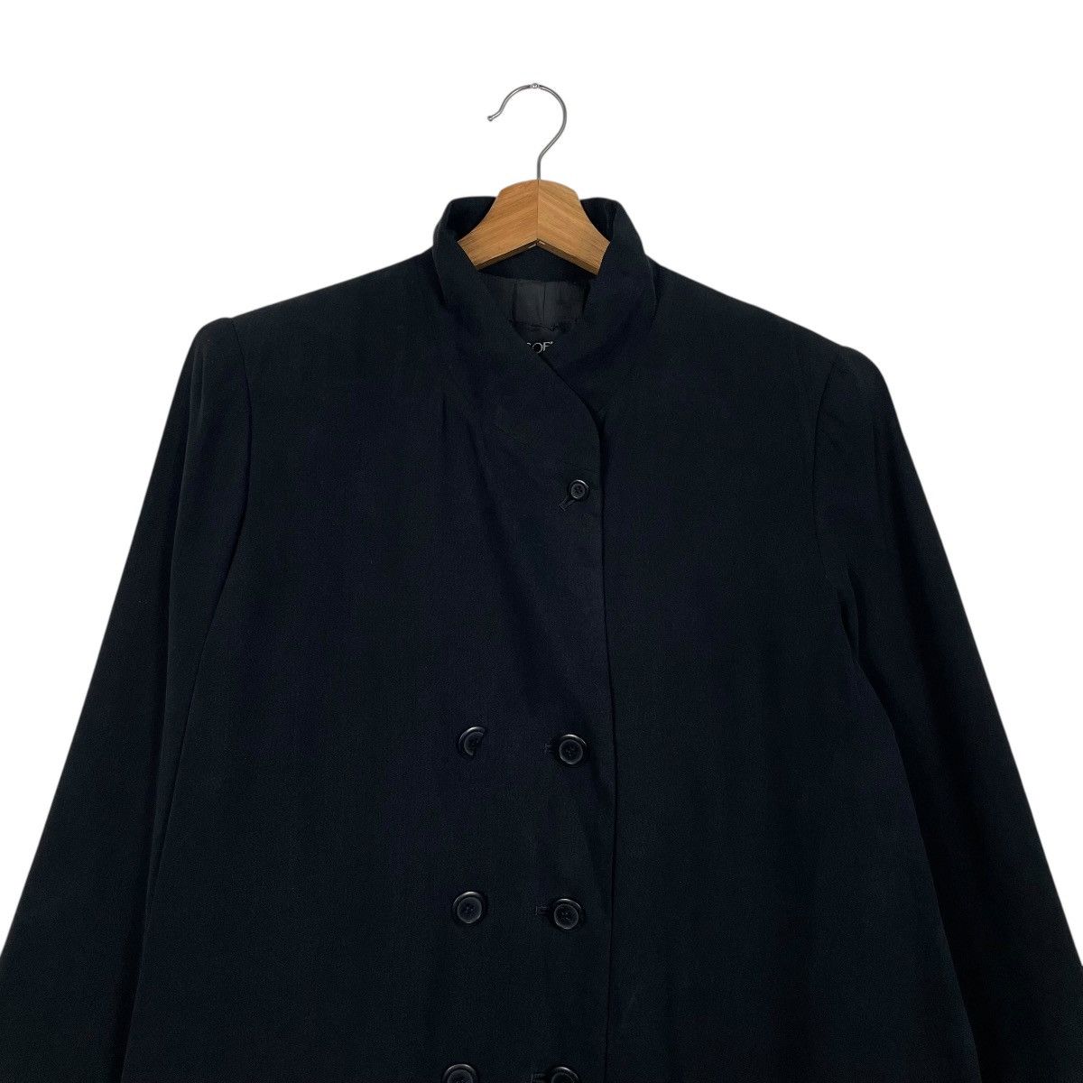 Japanese Brand Soffio Black Double Breasted Coat Size L / US 10 / IT 46 - 2 Thumbnail