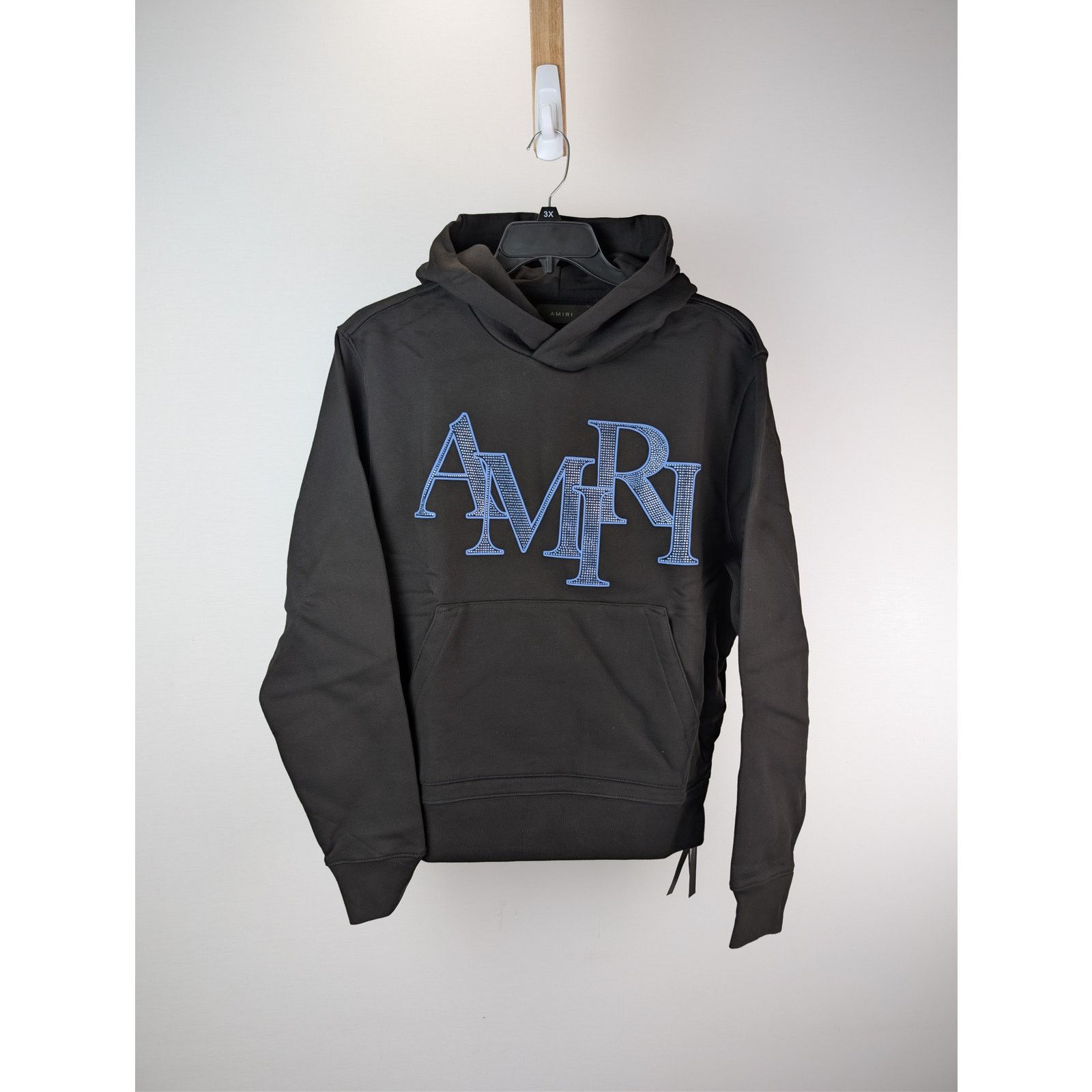 Amiri o1rshd1 Crystal Amiri Staggered Hoodie in Black/Blue Large Size US L / EU 52-54 / 3 - 1 Thumbnail