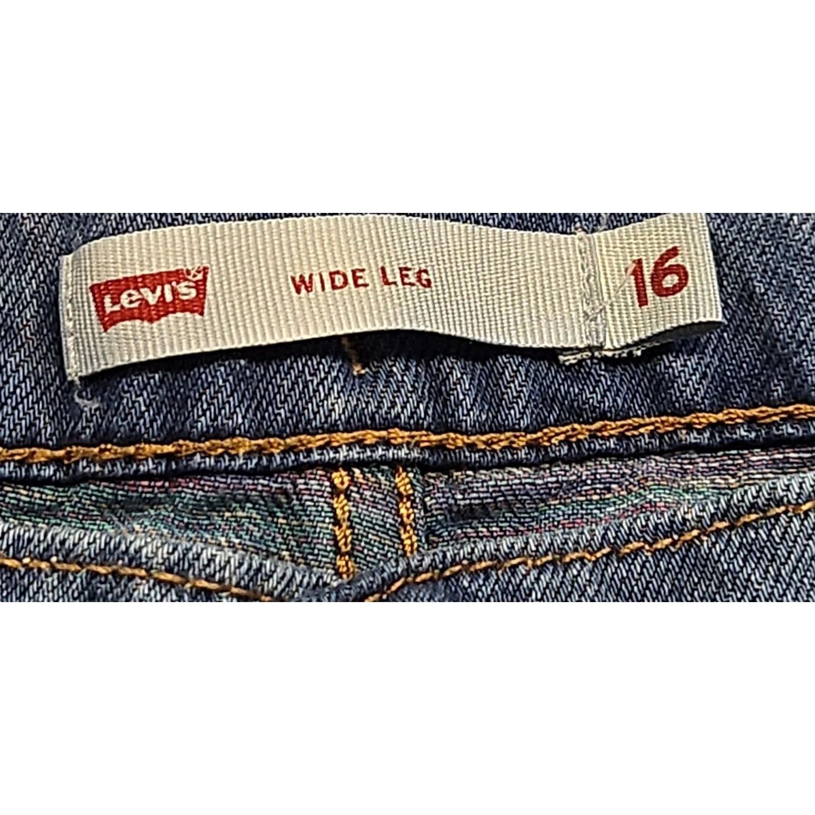 Levi's Levi's Jeans Womens 16 Wide Leg 100% Cotton Distressed 90s Y2K Blue Size 38" / US 16 / IT 52 - 4 Thumbnail