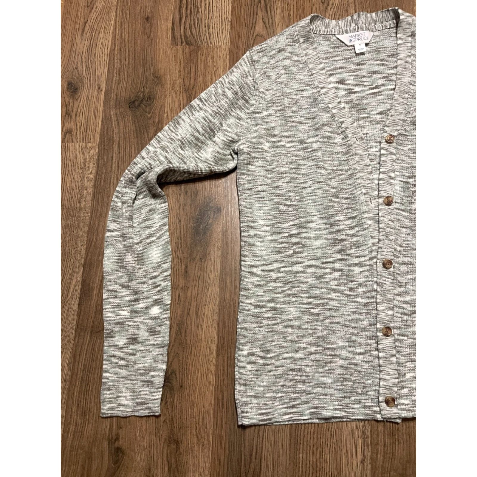 Market Market & Spruce Sweater Womens Medium Gray Buttons Cardigan Long Sleeve Size M / US 6-8 / IT 42-44 - 3 Thumbnail